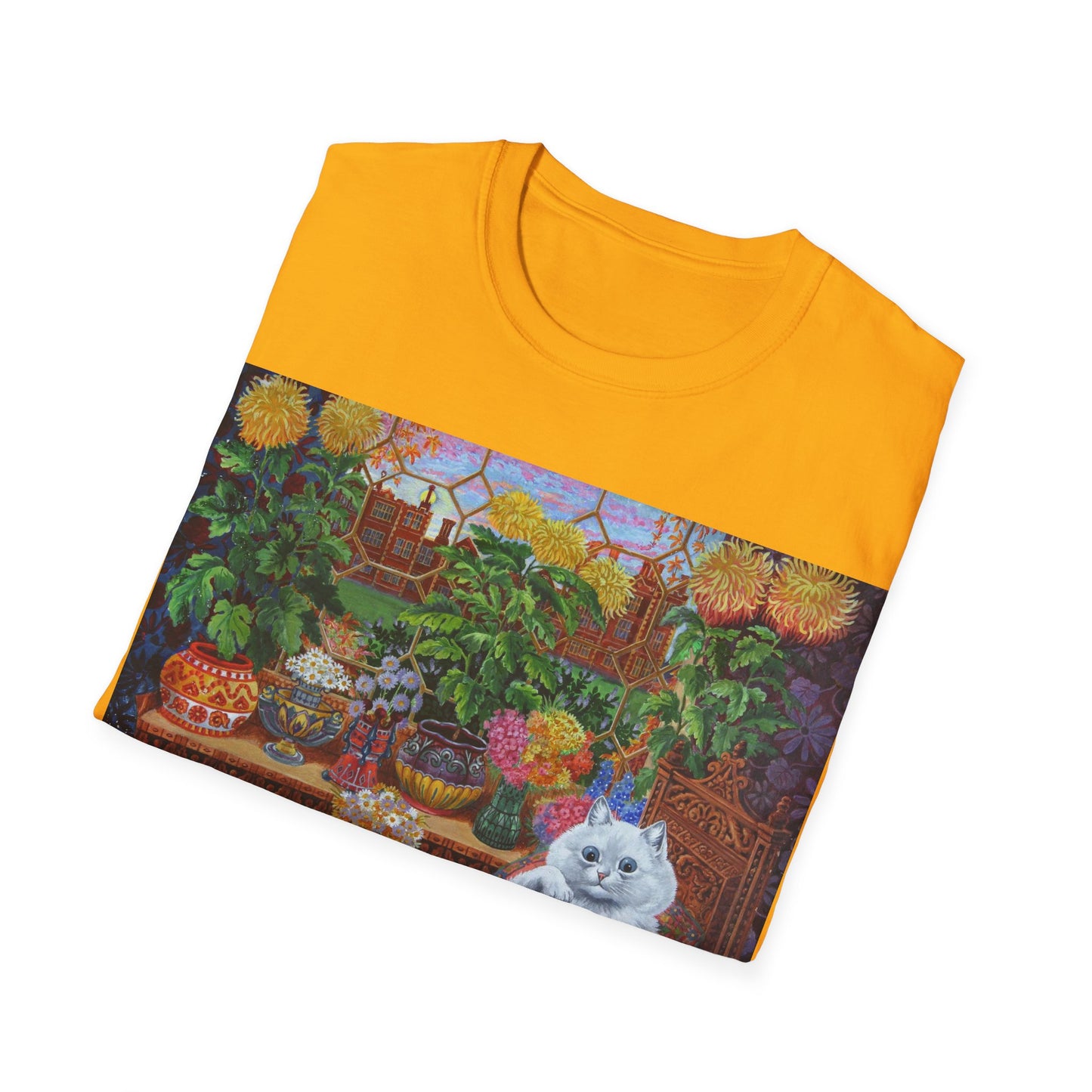 louis wain thinking cat with flowers tshirt