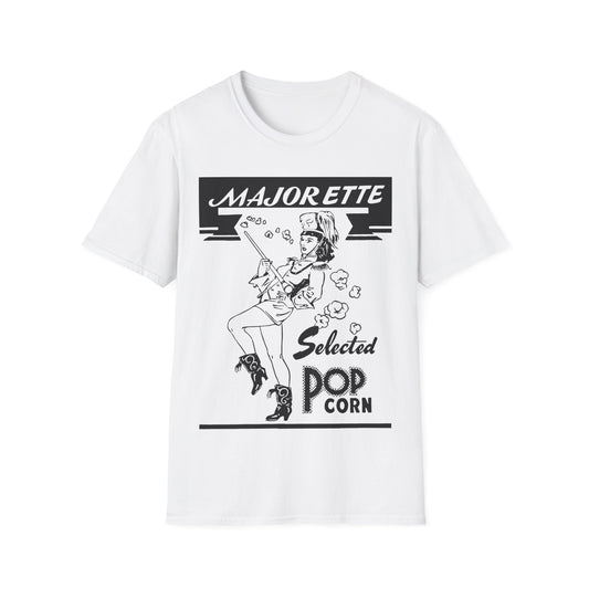 majorette vintage popcorn bag logo in black tshirt