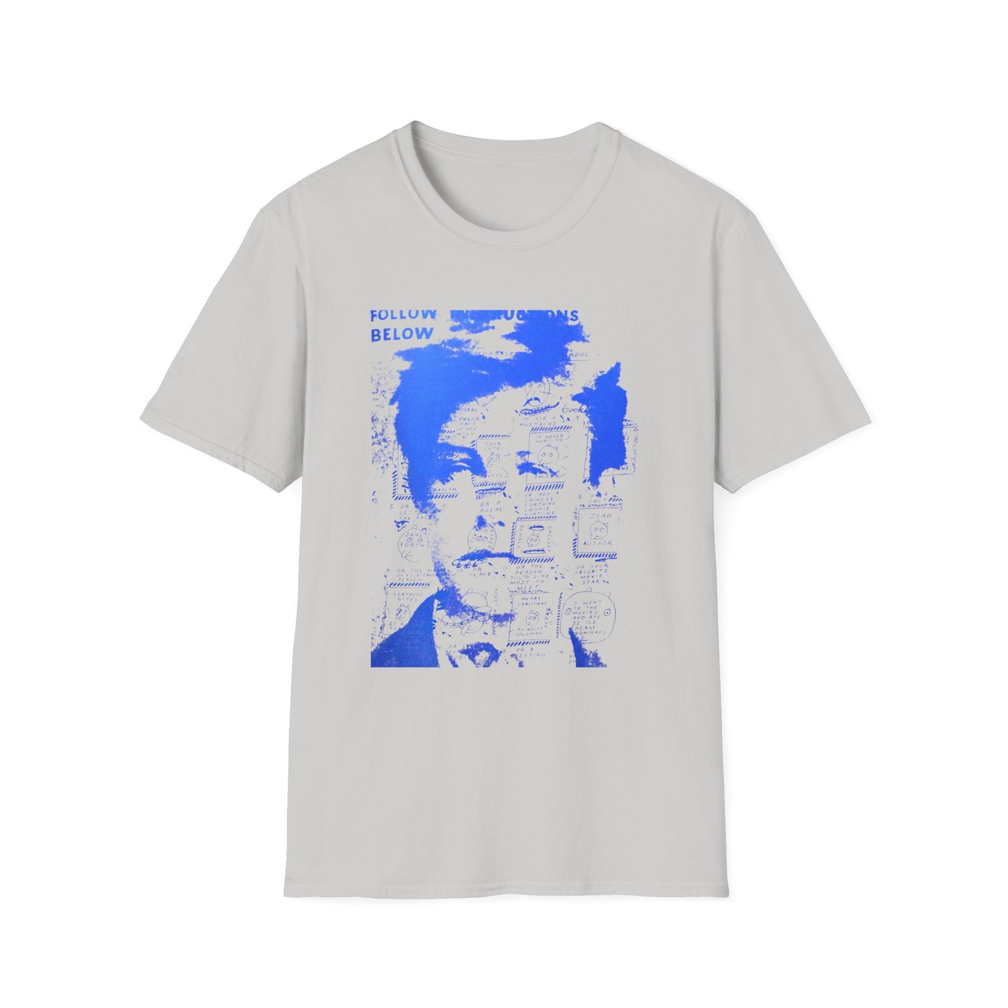 ray johnson arthur rimbaud art in blue tshirt