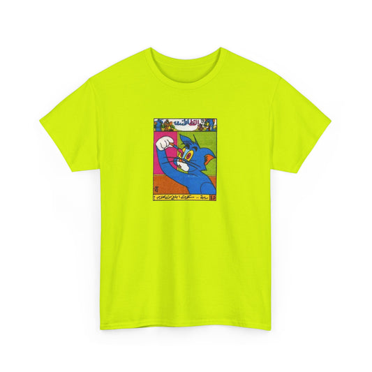 tom the cat painting his eyeball from a vintage turkish gum wrapper reproduction tshirt