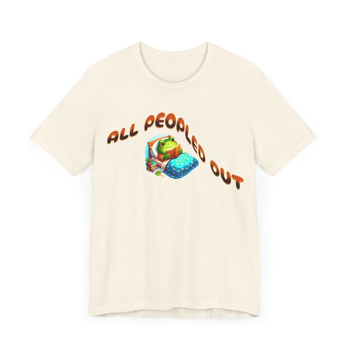 all peopled out cute frog reading a book in bed tshirt