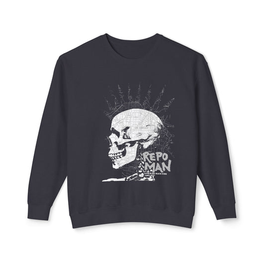 repo man skull punk white 100% cotton sweatshirt