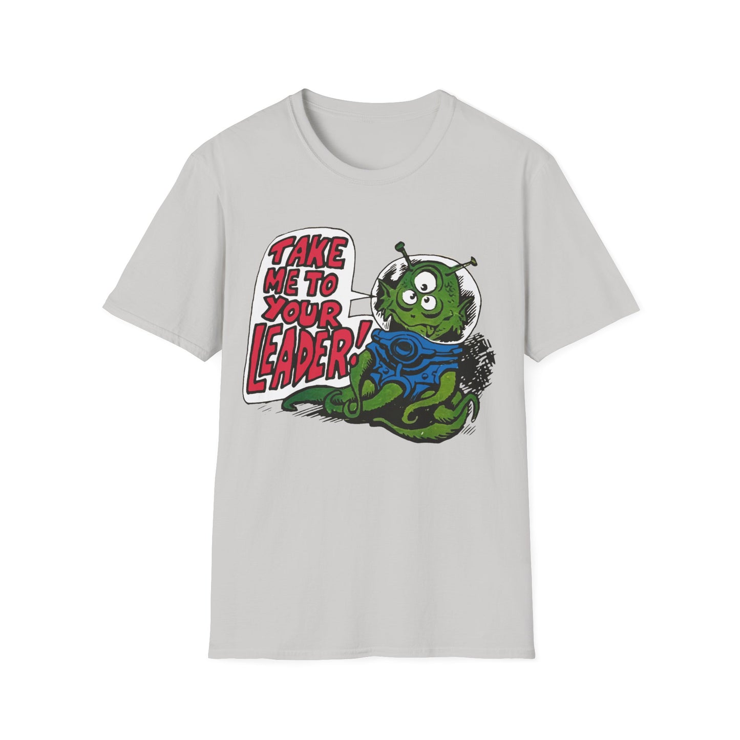 1970s "take me to your leader" alien cartoon character reproduction tshirt