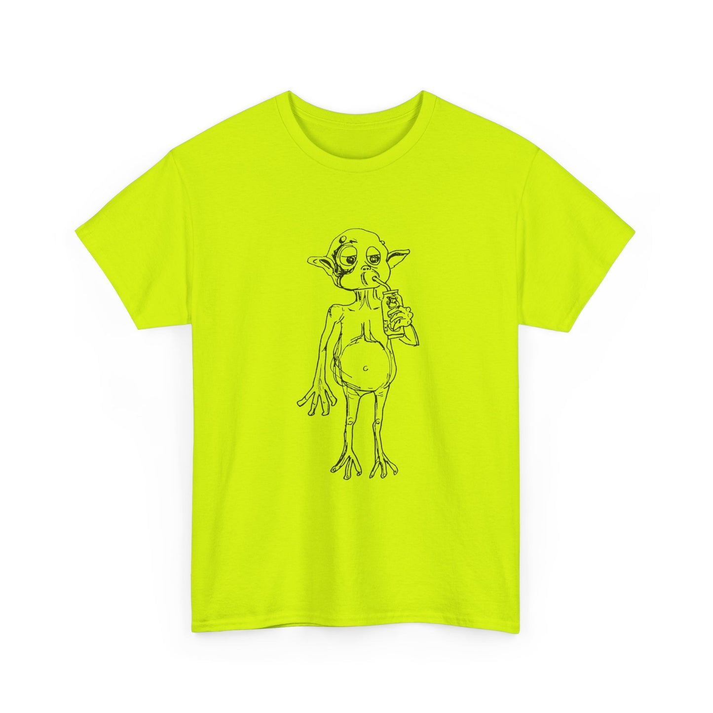 mysterious alien creature (MAC) drinking cola full body original sketch tshirt
