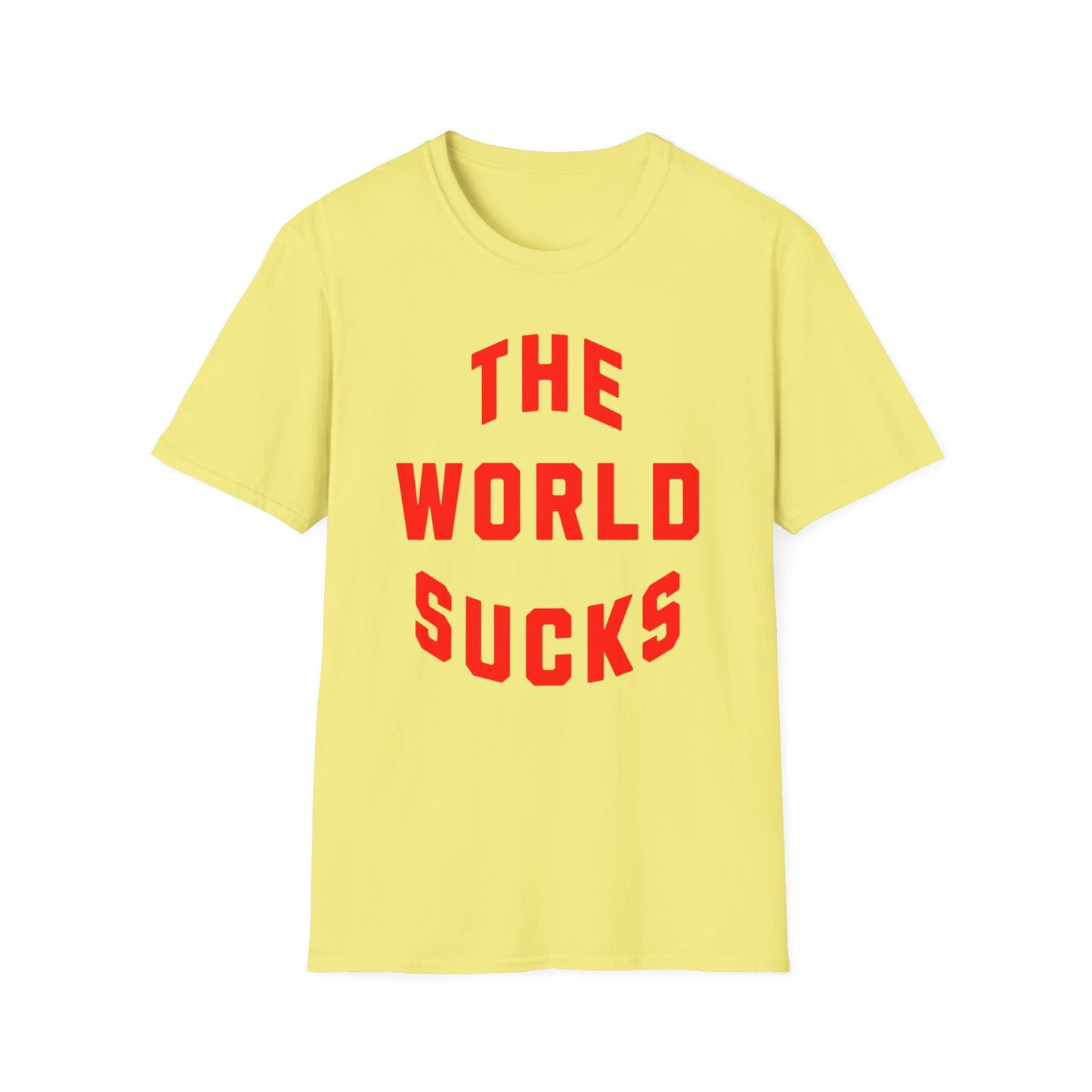 the world sucks in red tshirt