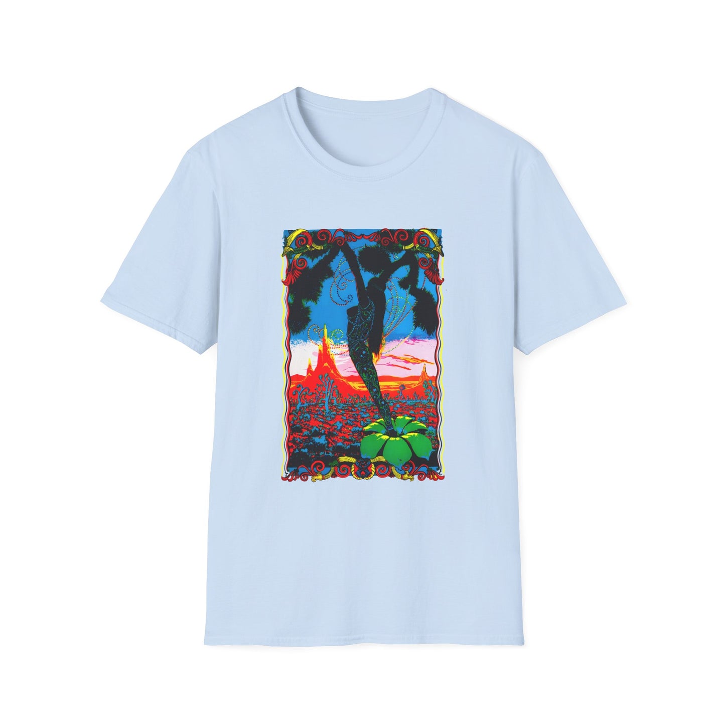 1960s dessert blossom black light psychedelic poster tshirt