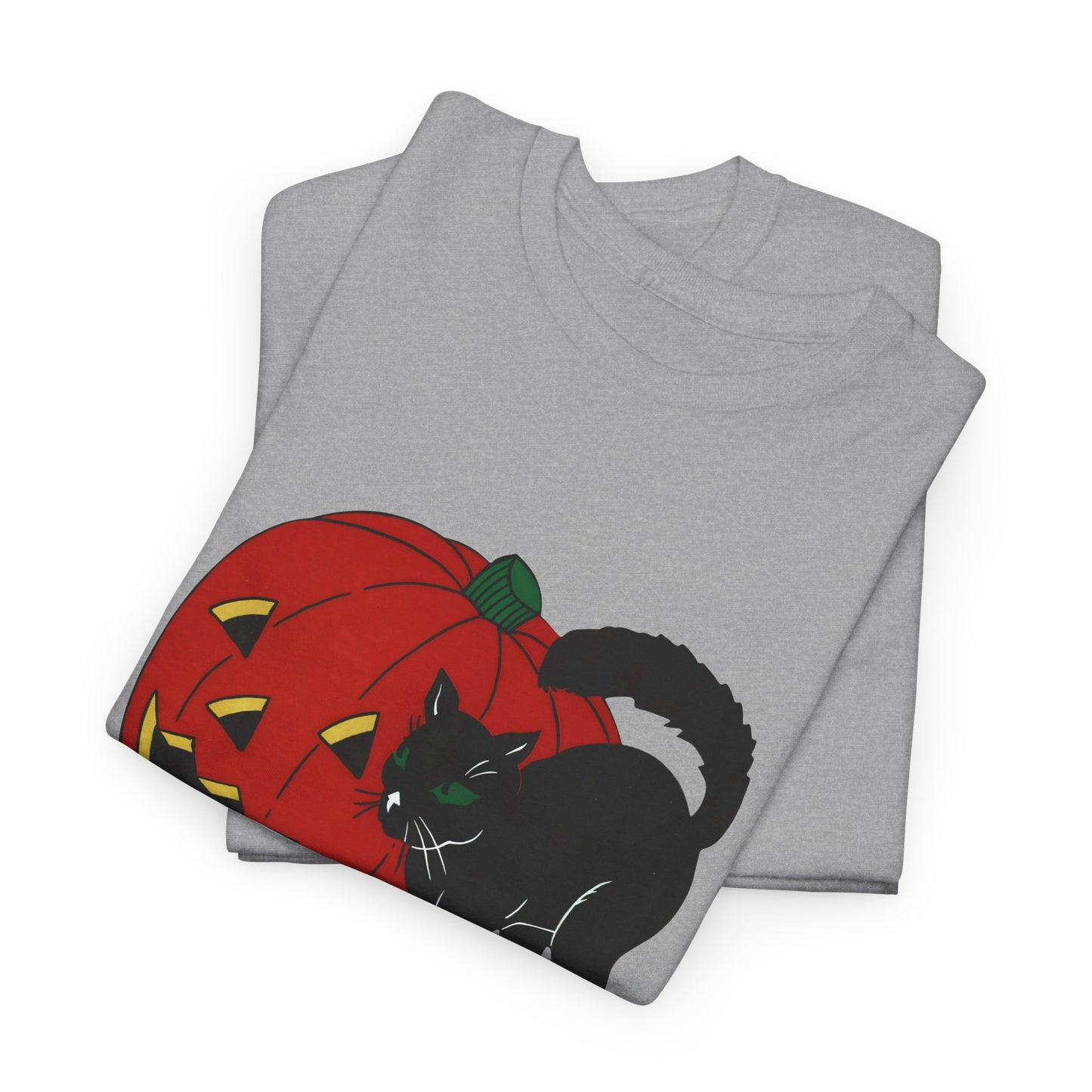 vintage 1960s halloween jack o lantern and black cat reproduction tshirt