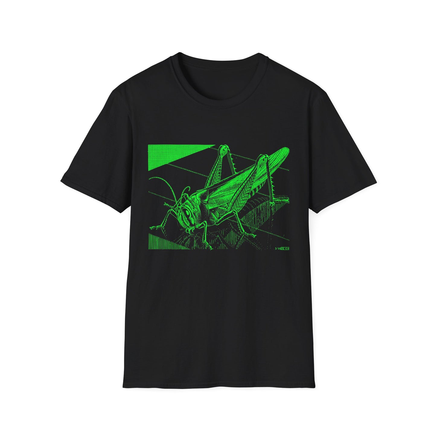 1935 m.c escher grasshopper wood engraving in green tshirt