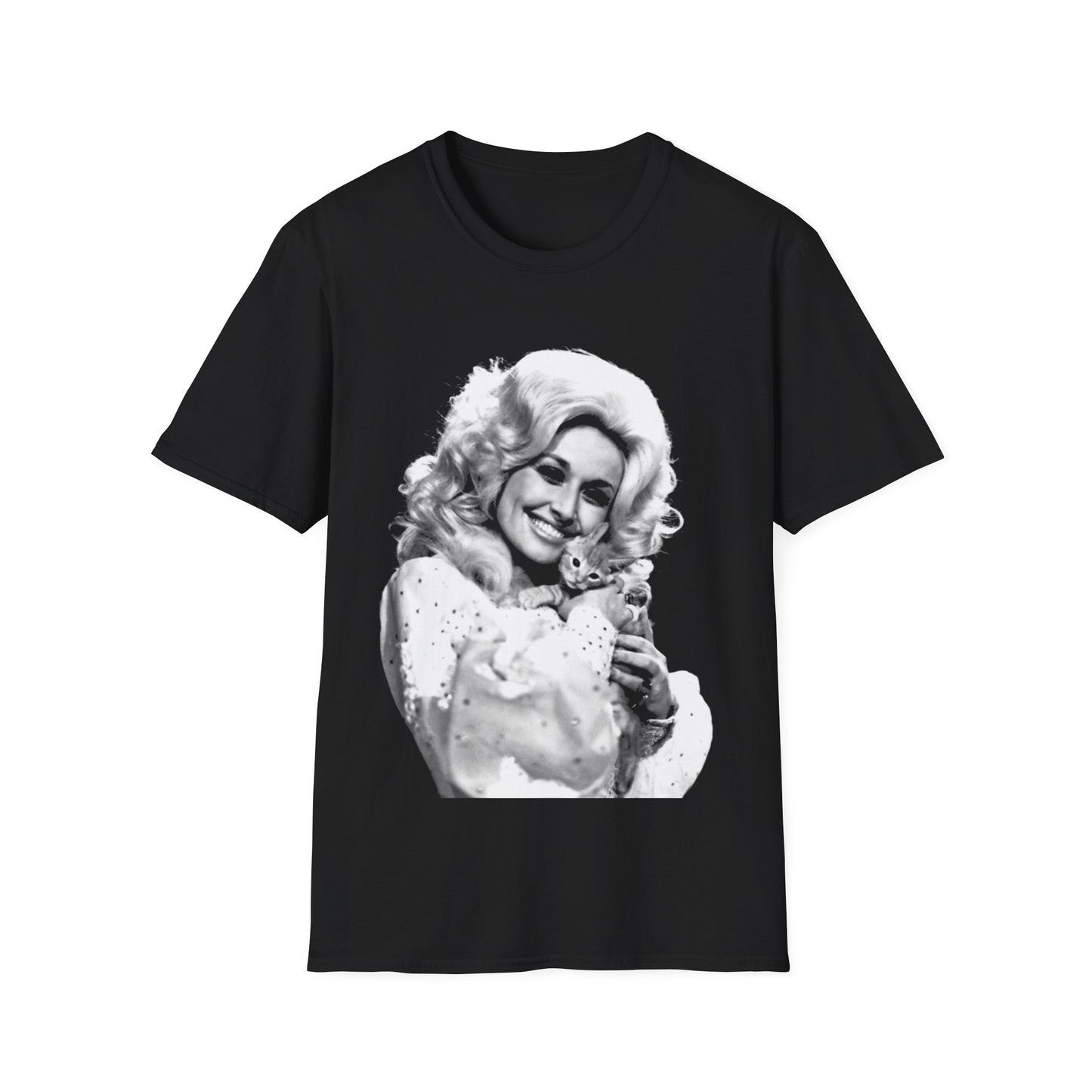 dolly parton and a kitten tshirt