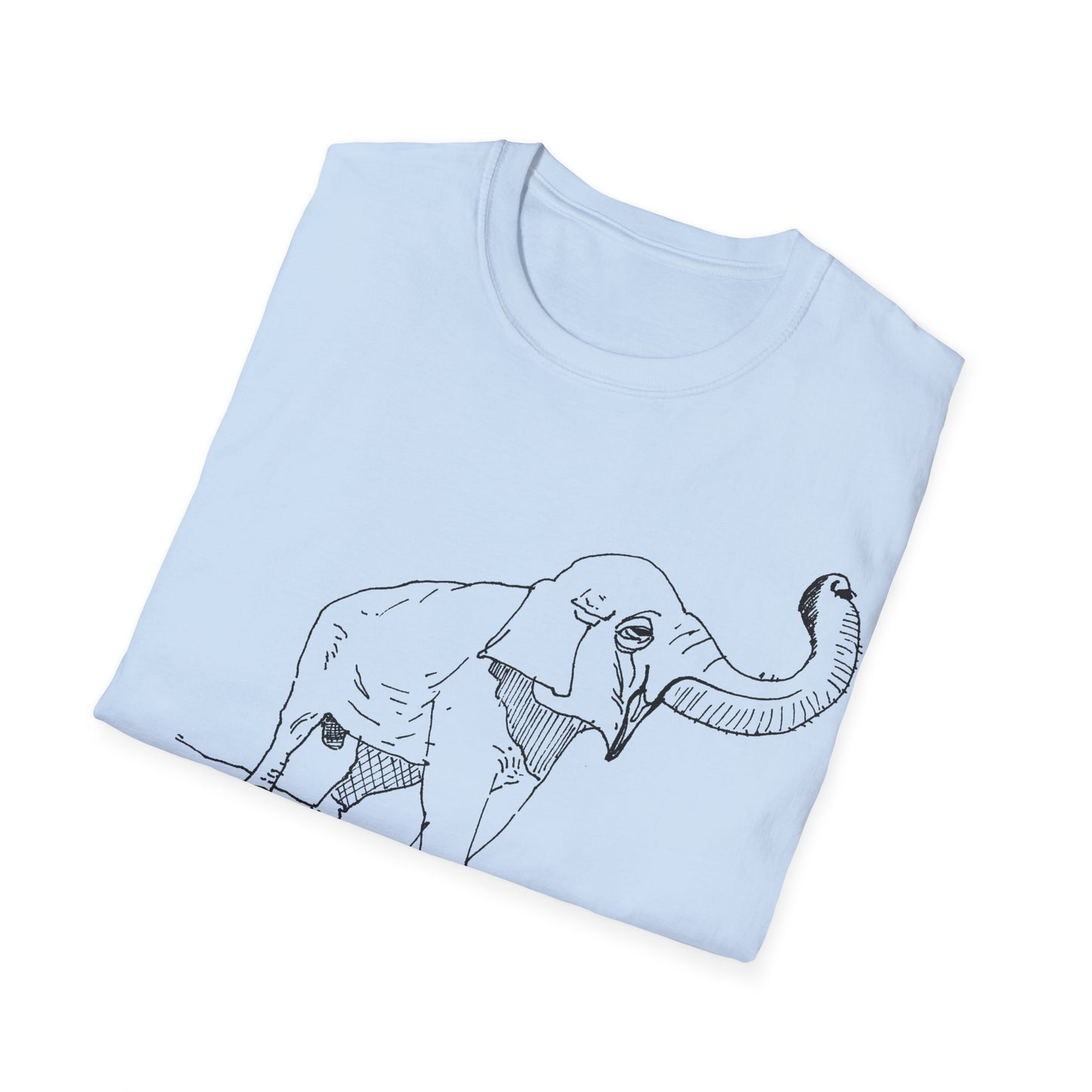 elephant kicks heroin habit original drawing tshirt. reference to xiguang the elephant