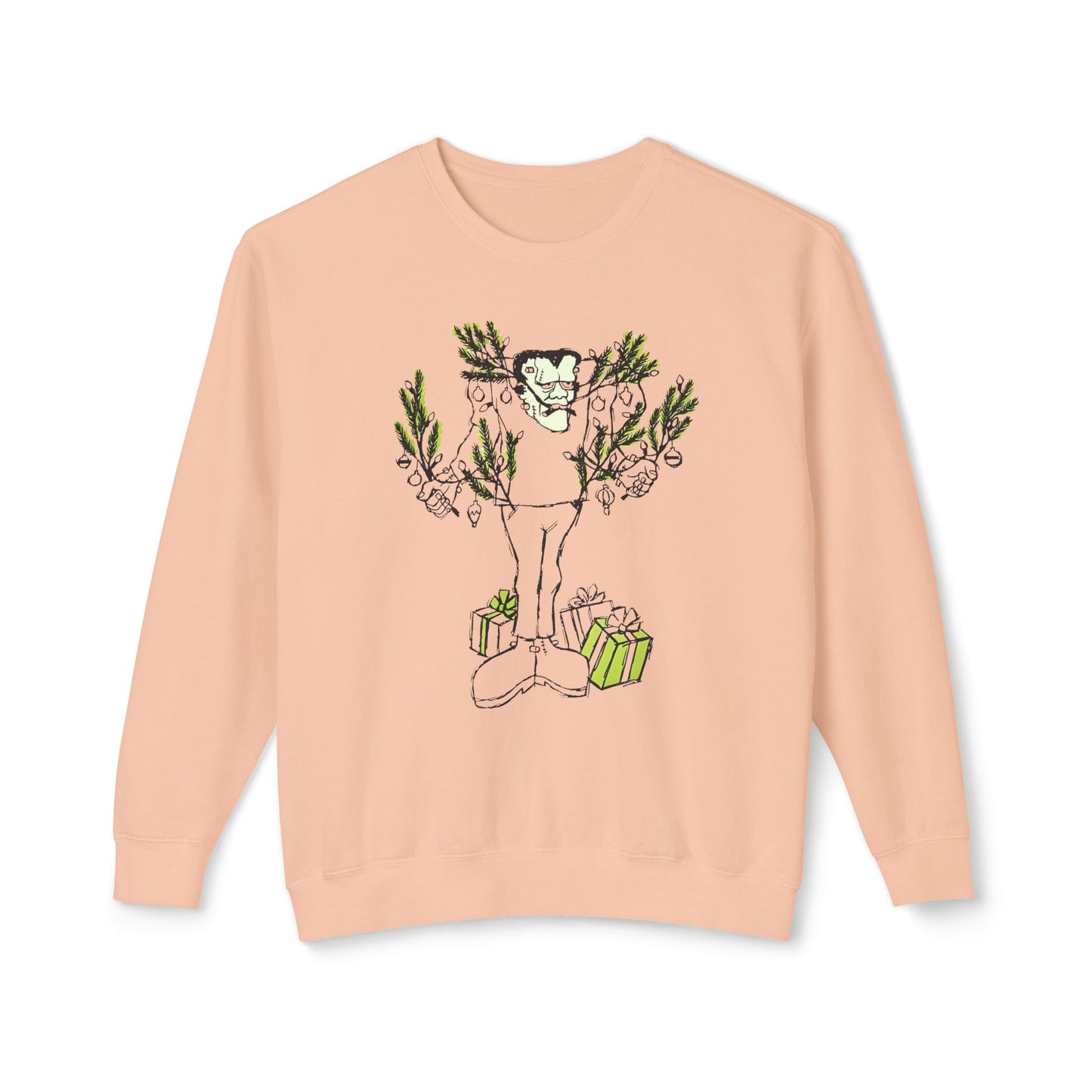 1974 monster holidays by norman bridwell frankenstein monster christmas tree disguise 100% cotton sweatshirt