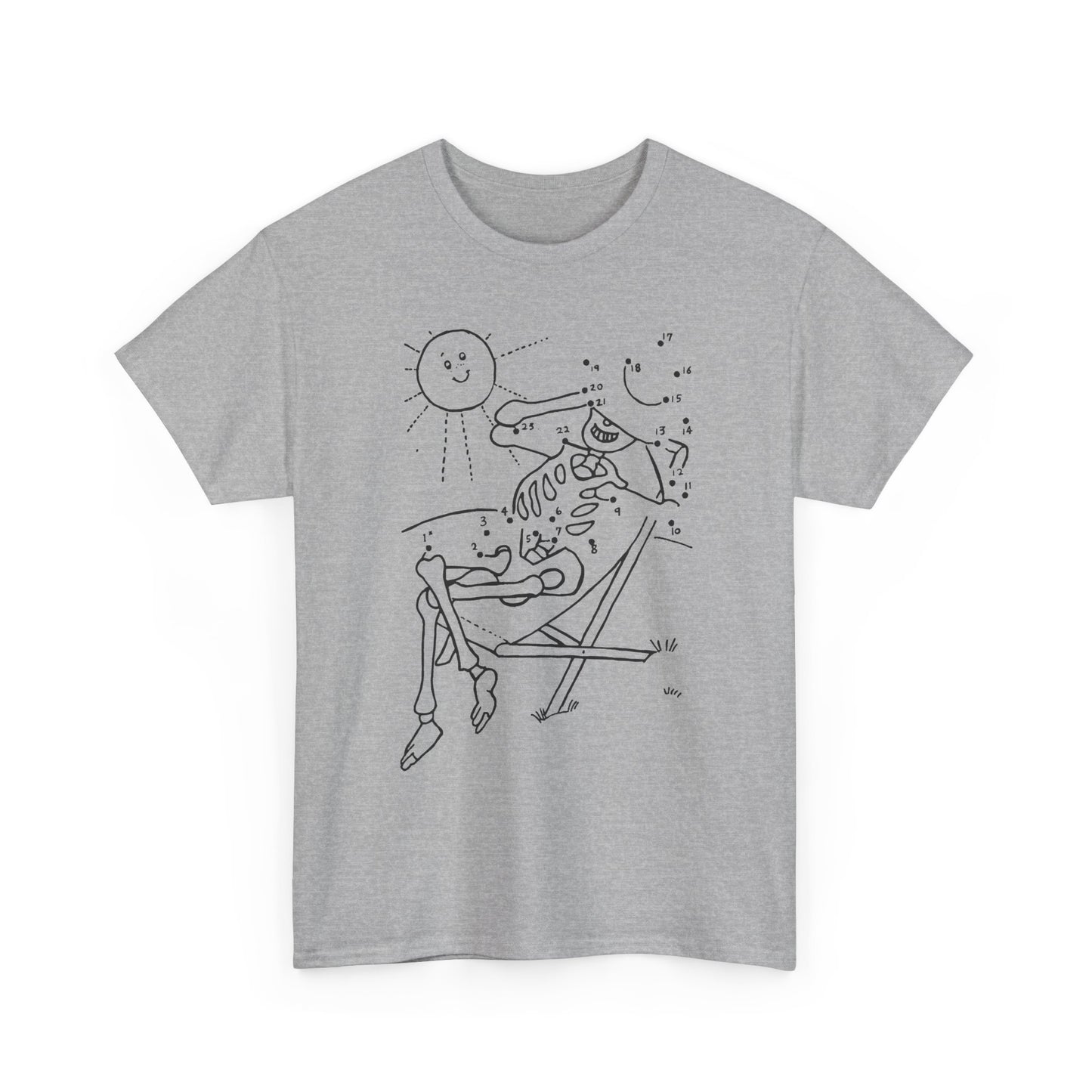 connect the dots skeleton sun tanning tshirt