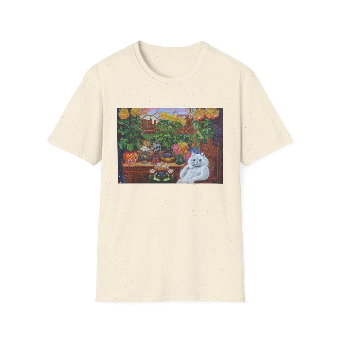 louis wain thinking cat with flowers tshirt