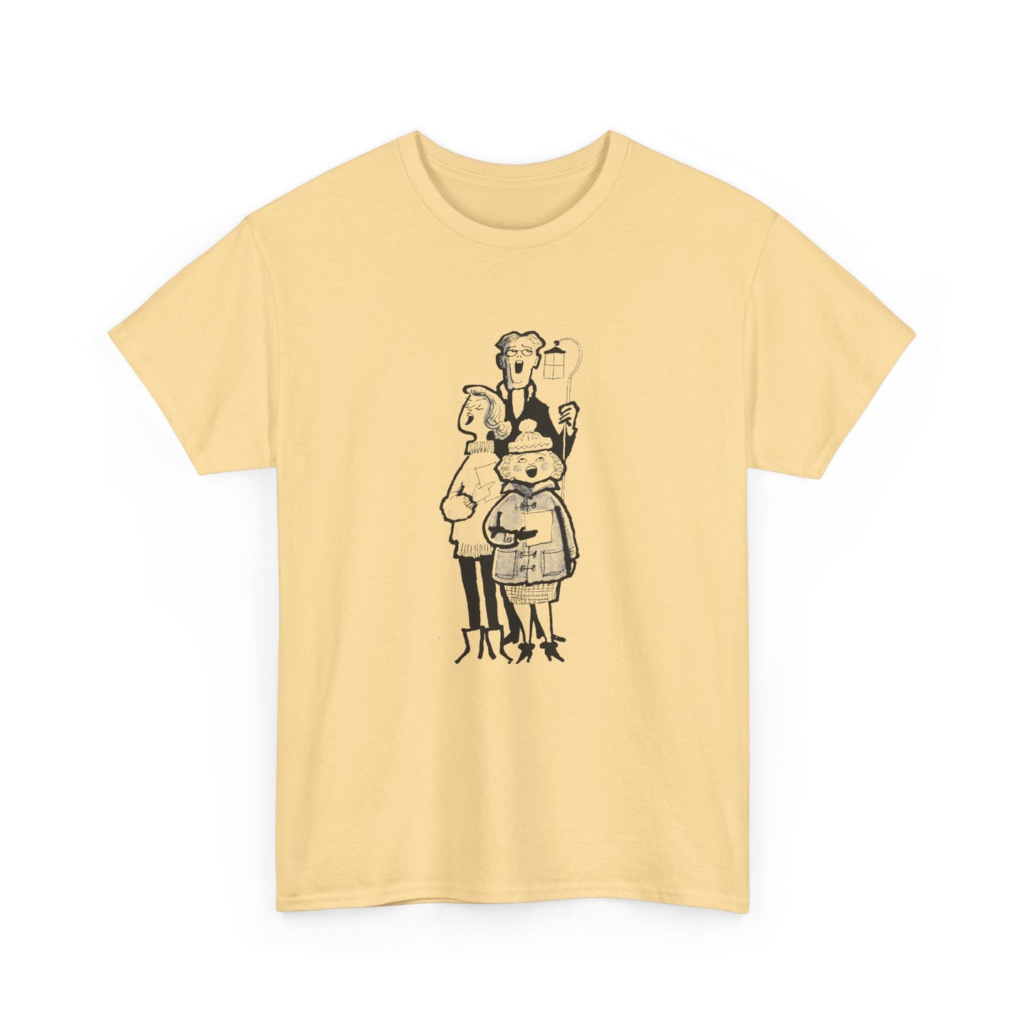 vintage 1960s caroling illustration reproduction tshirt