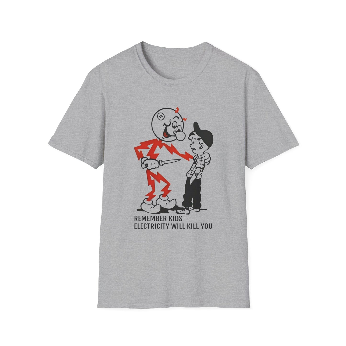 reddy kilowatt remember kids electricity will kill you vintage logo reproduction tshirt