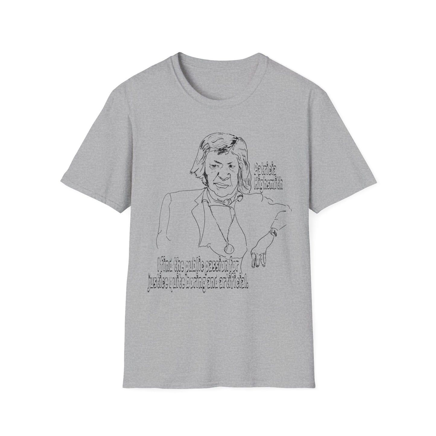 original drawing of patricia highsmith "I find the public passion for justice quite boring and artificial."