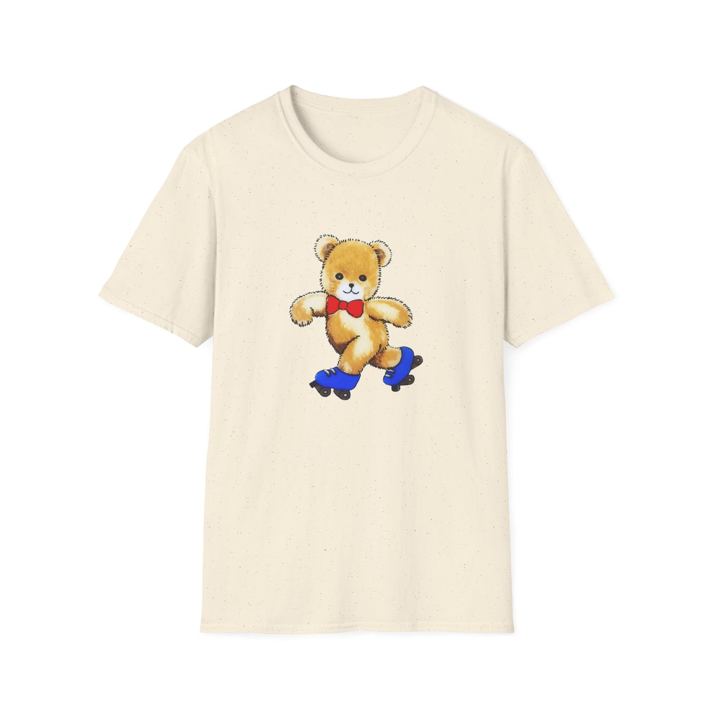 roller skating cute vintage teddy bear illustration reproduction tshirt