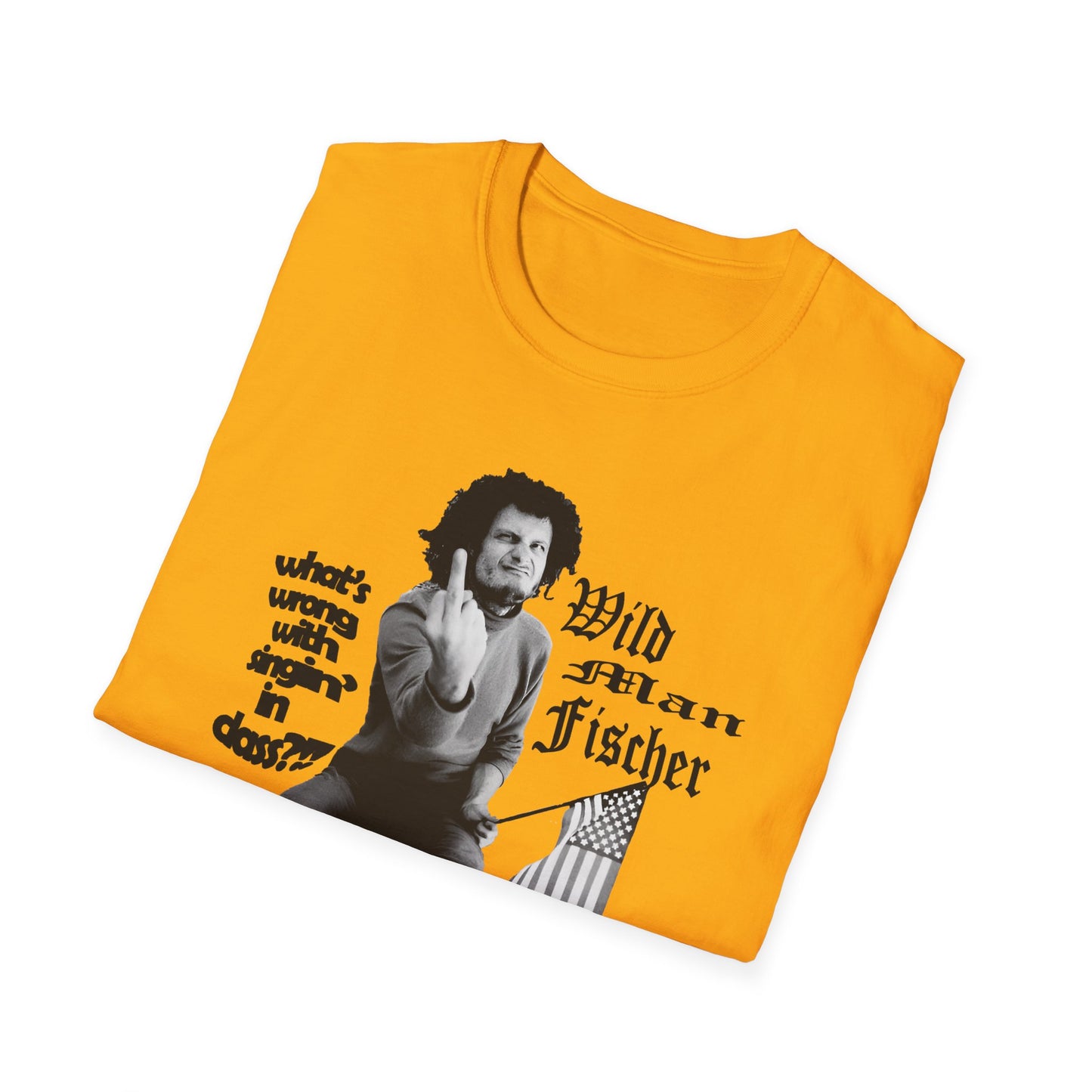 wild man fischer middle finger in black tshirt