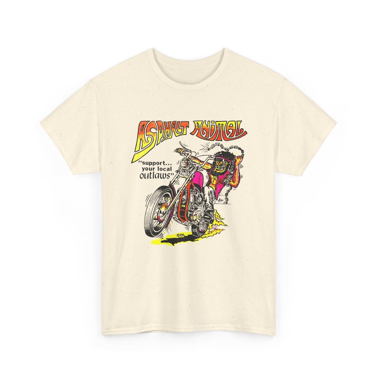 vintage 1967 asphalt animal support your local outlaws mototcycle graphic reproduction tshirt
