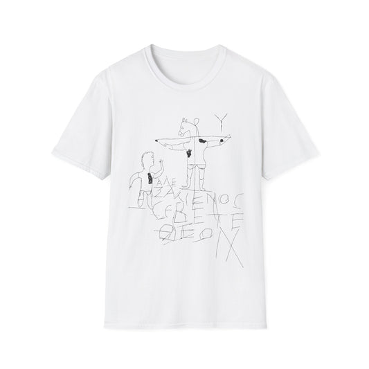 alexamenos graffito blasfemo young man worships donkey early graffiti 200 BC white and black tshirt