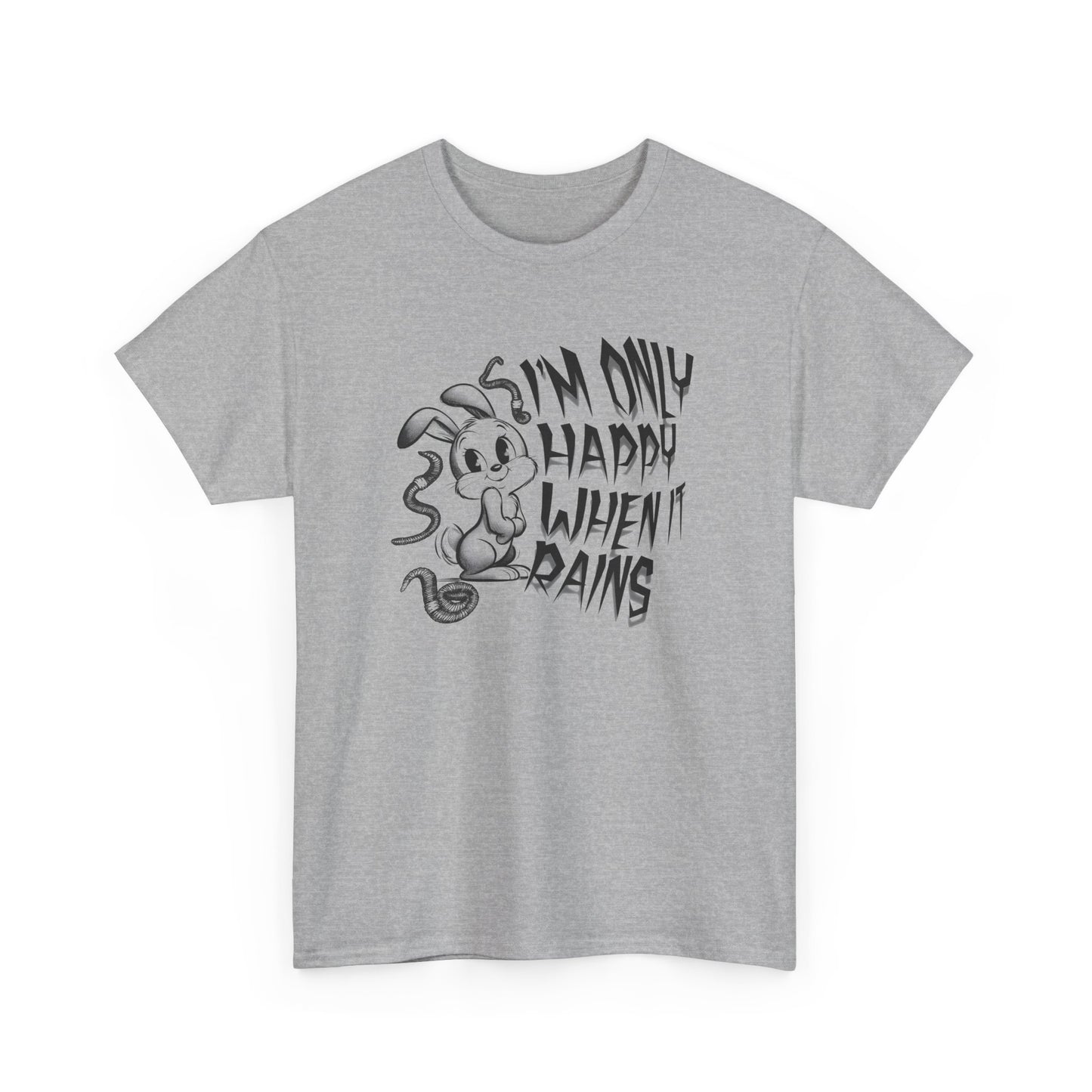 i'm only happy when it rains weird bunny worm tshirt