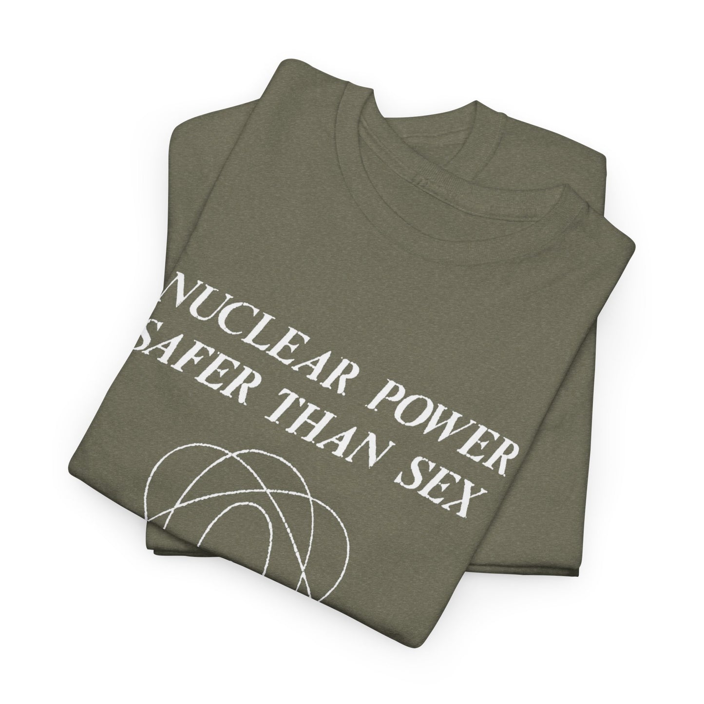 vintage 1970s design "nuclear power safer than sex" tshirt