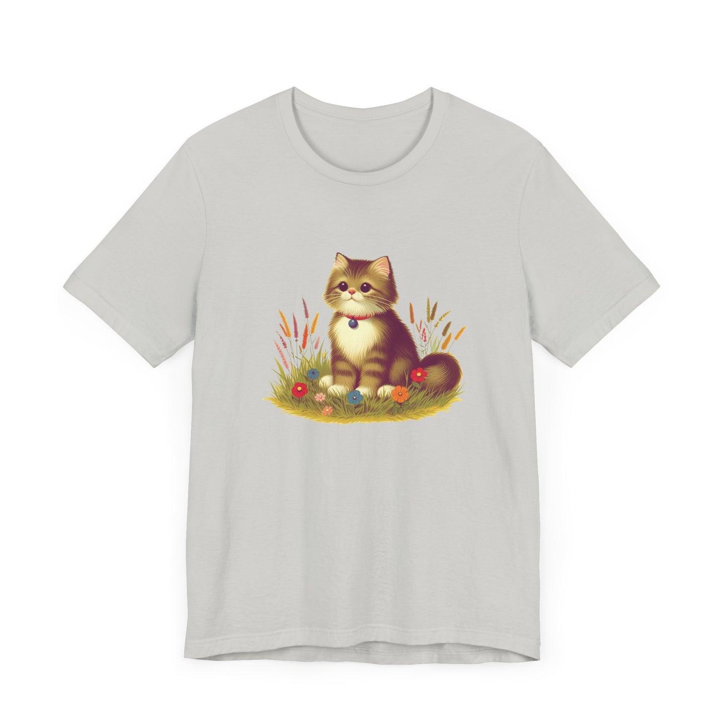 cute cat sitting in the grass tshirt