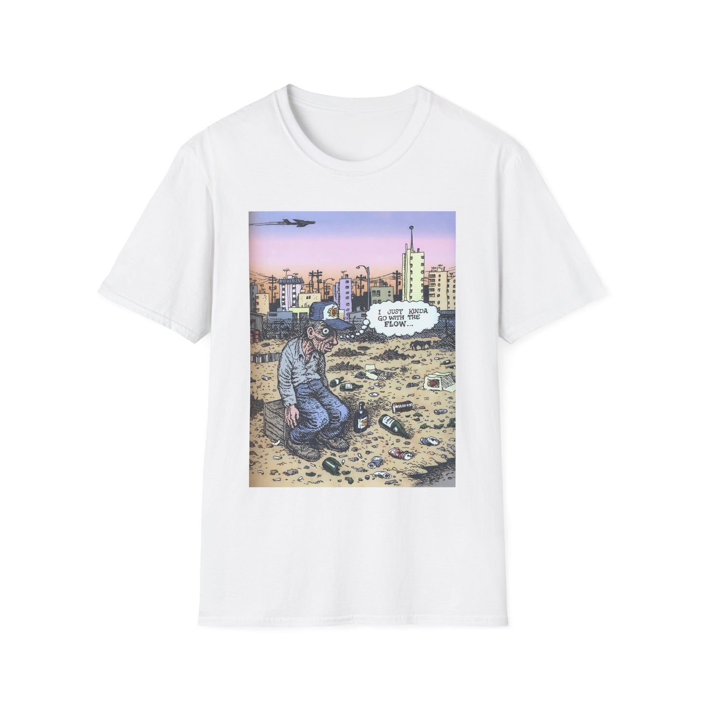 r. crumb i just kinda go with the flow color tshirt