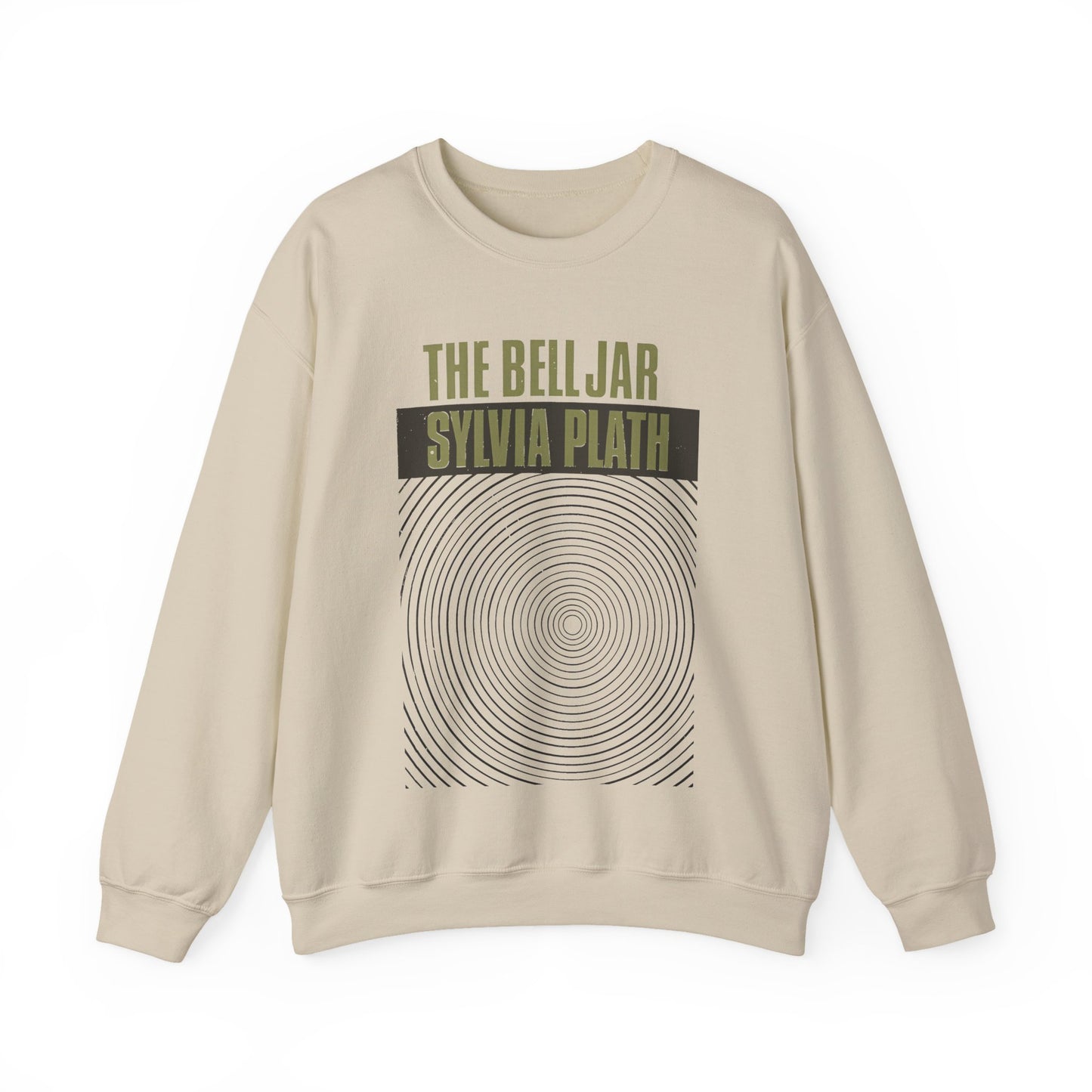 1963 book by sylvia plath "the bell jar" book cover on a unisex heavy blend crewneck sweatshirt