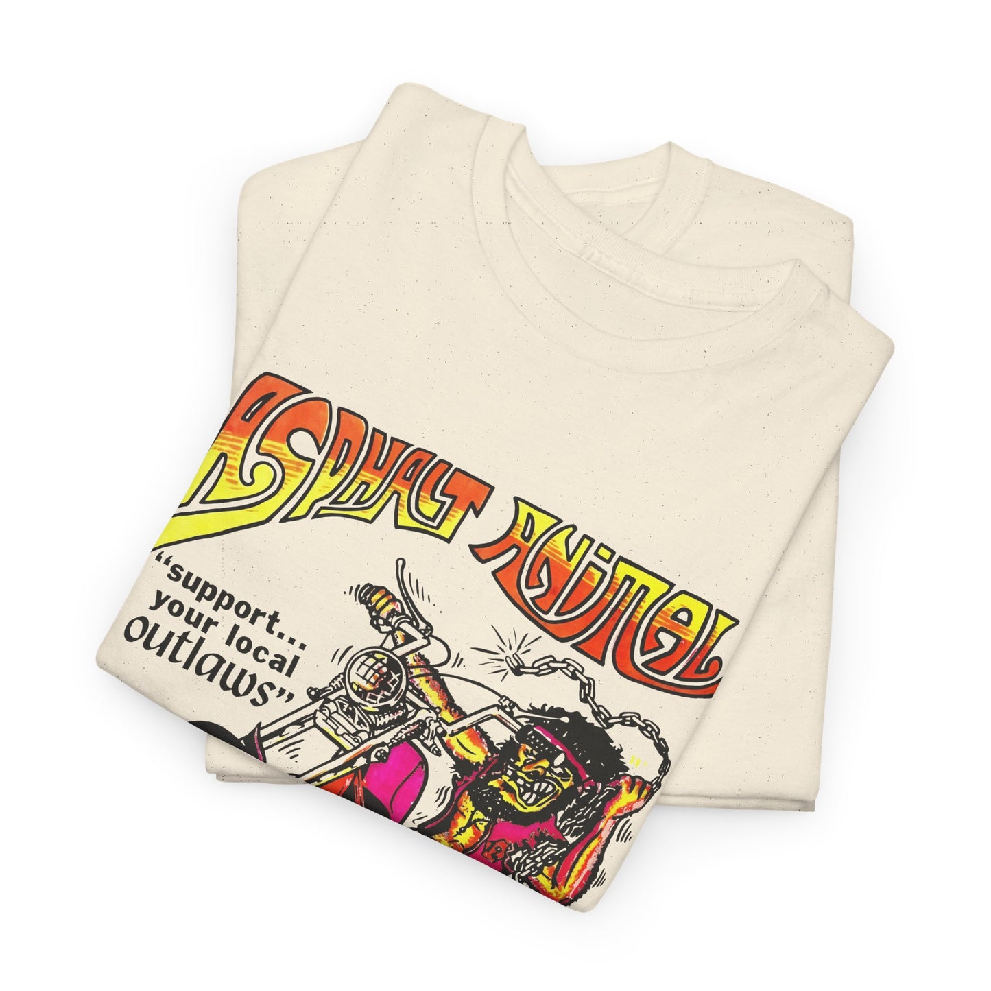vintage 1967 asphalt animal support your local outlaws mototcycle graphic reproduction tshirt