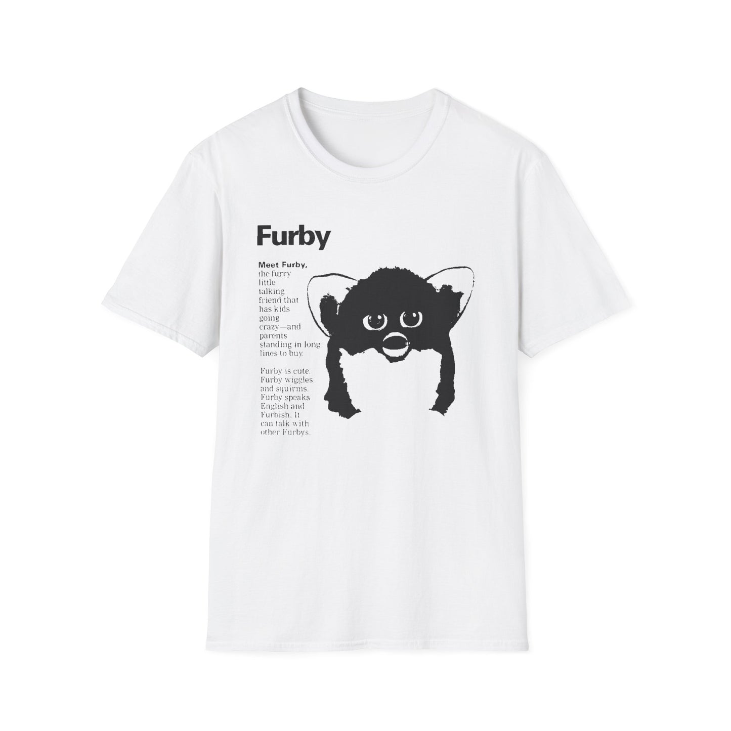 1990s furby advertisement meet furby fan art tshirt