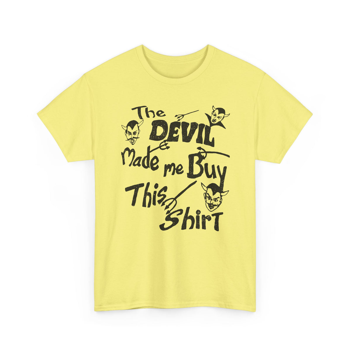 vintage the devil made me buy this shirt custom drawn reproduction tshirt