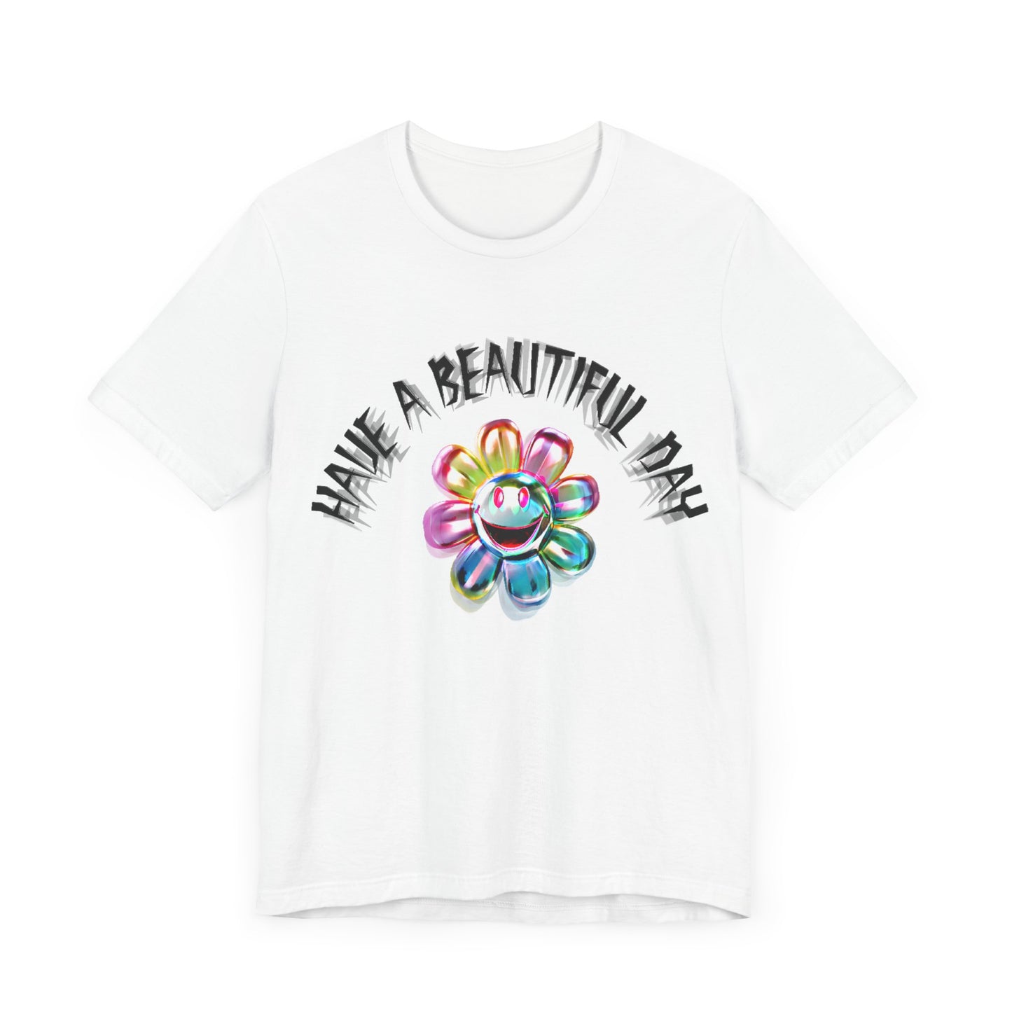 have a beautiful day chaotic rainbow daisy design tshirt