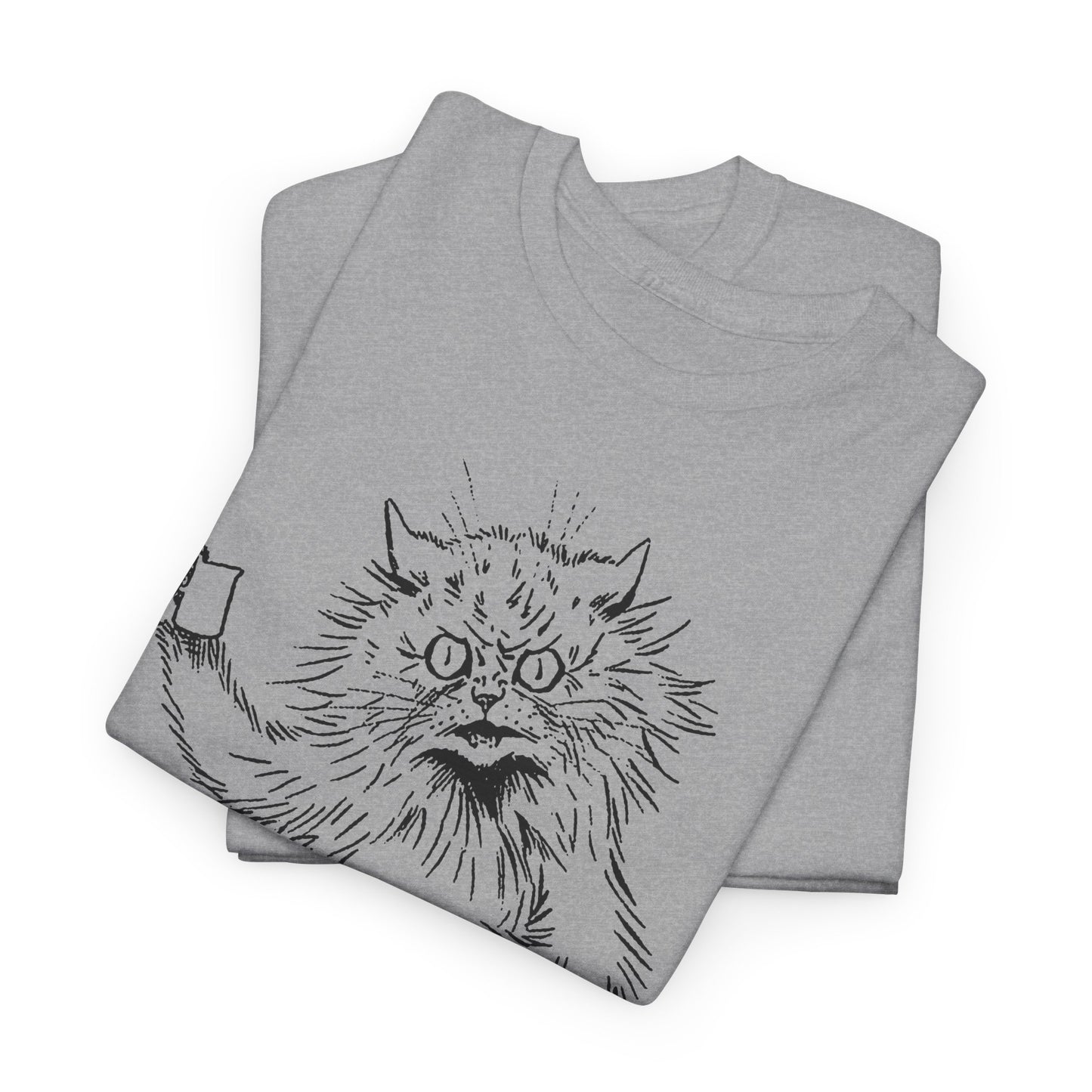 louis wain angry cat with cup reproduction tshirt