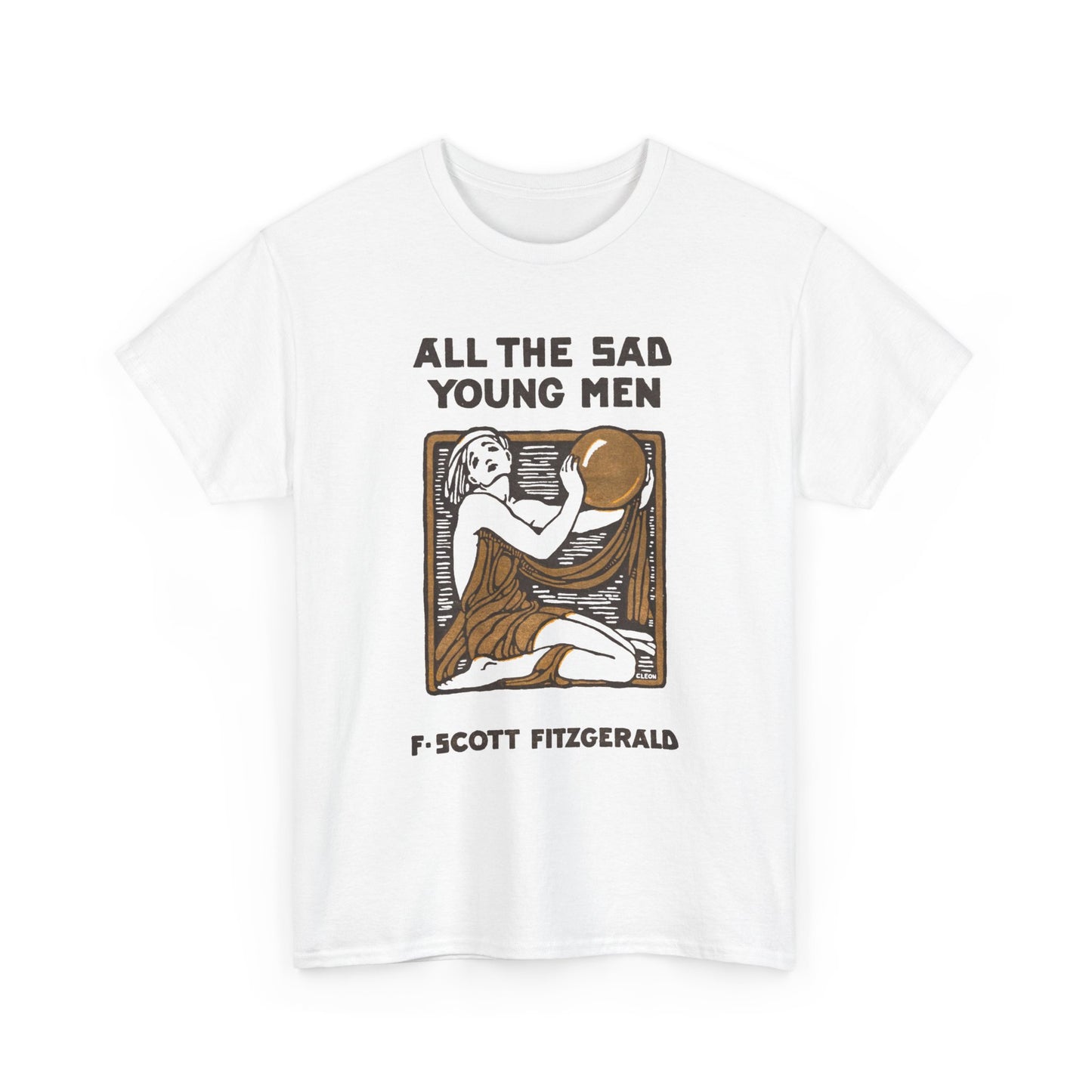 1926 f. scott fitzgerald book cover by cleo damianakes for all the sad young men tshirt
