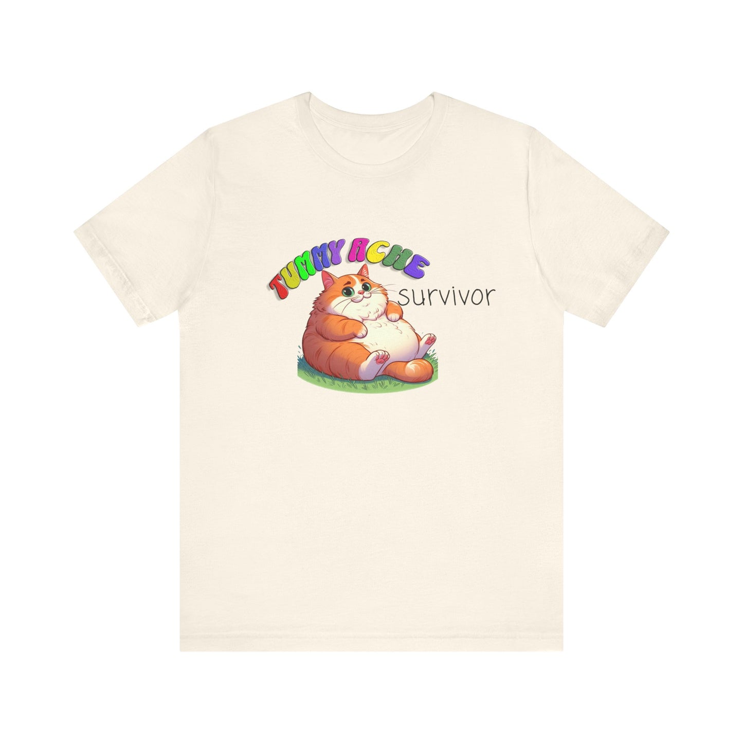 tummy ache survivor stuffed kitty silly tshirt