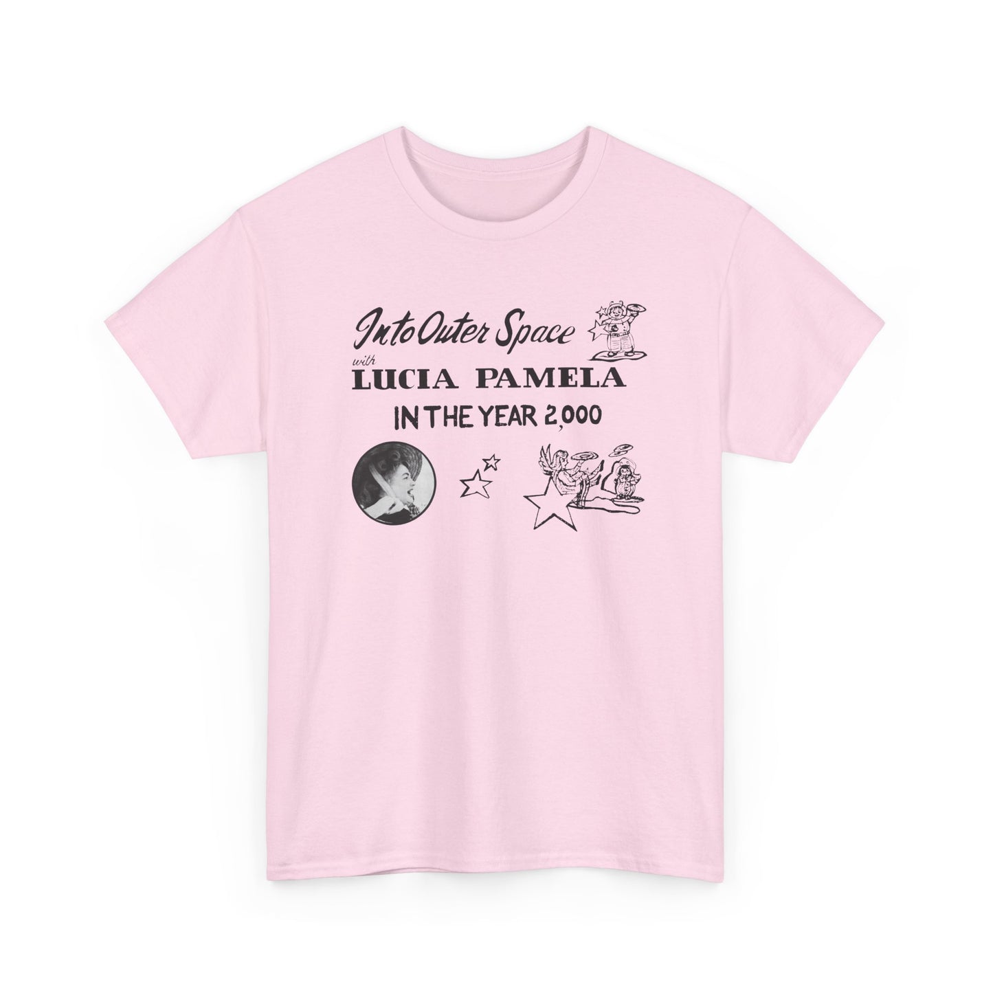 into outer space with lucia pamela in the year 2000 coloring book cover tshirt