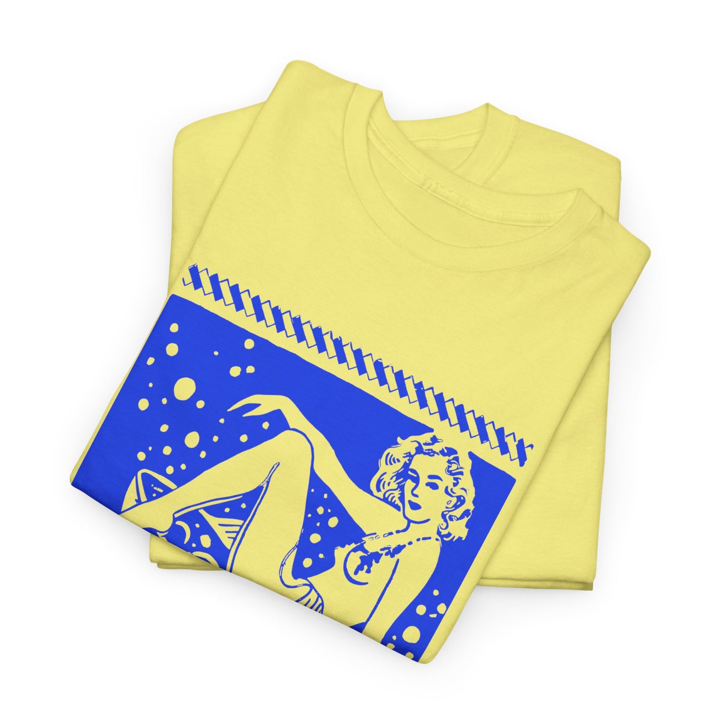 vintage matchbox graphic sittin high pin up woman on martini glass reproduction tshirt