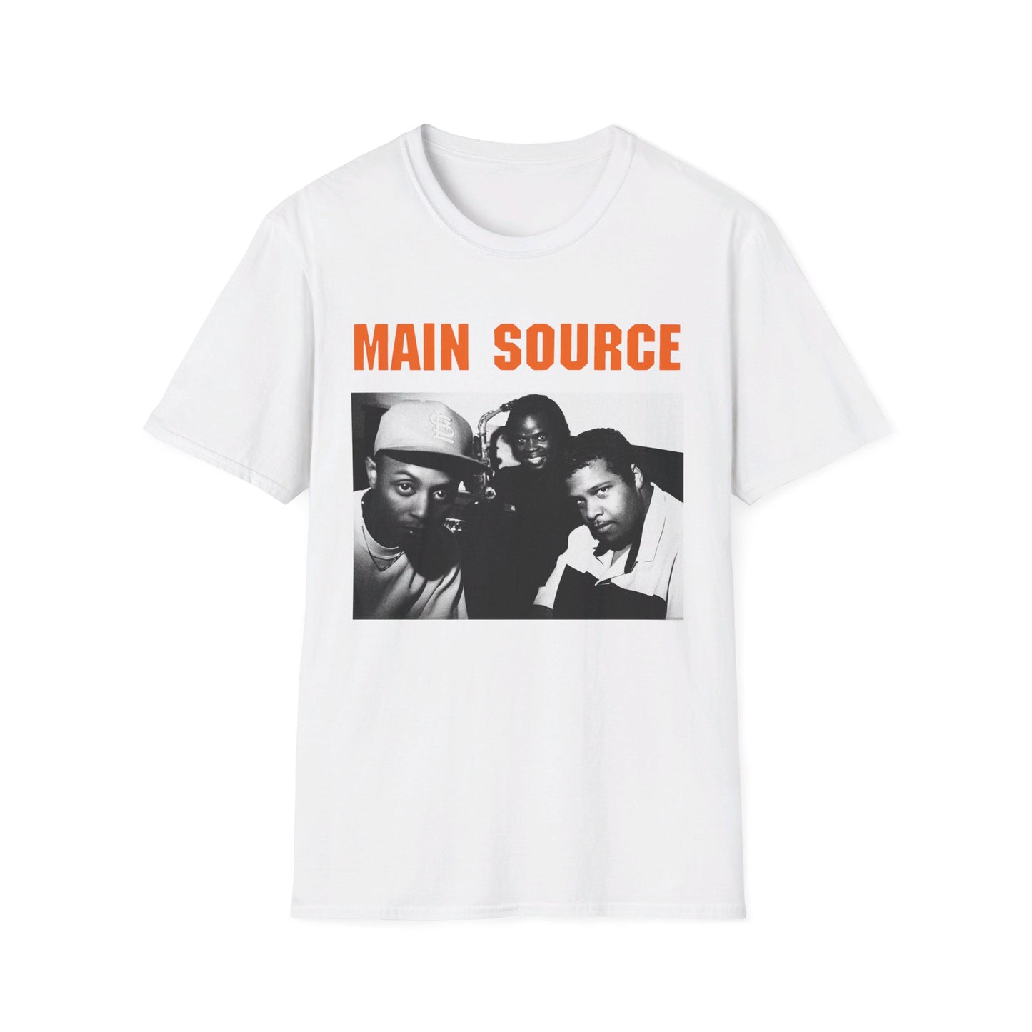 main source 90's hip hop legends photo on the couch tshirt