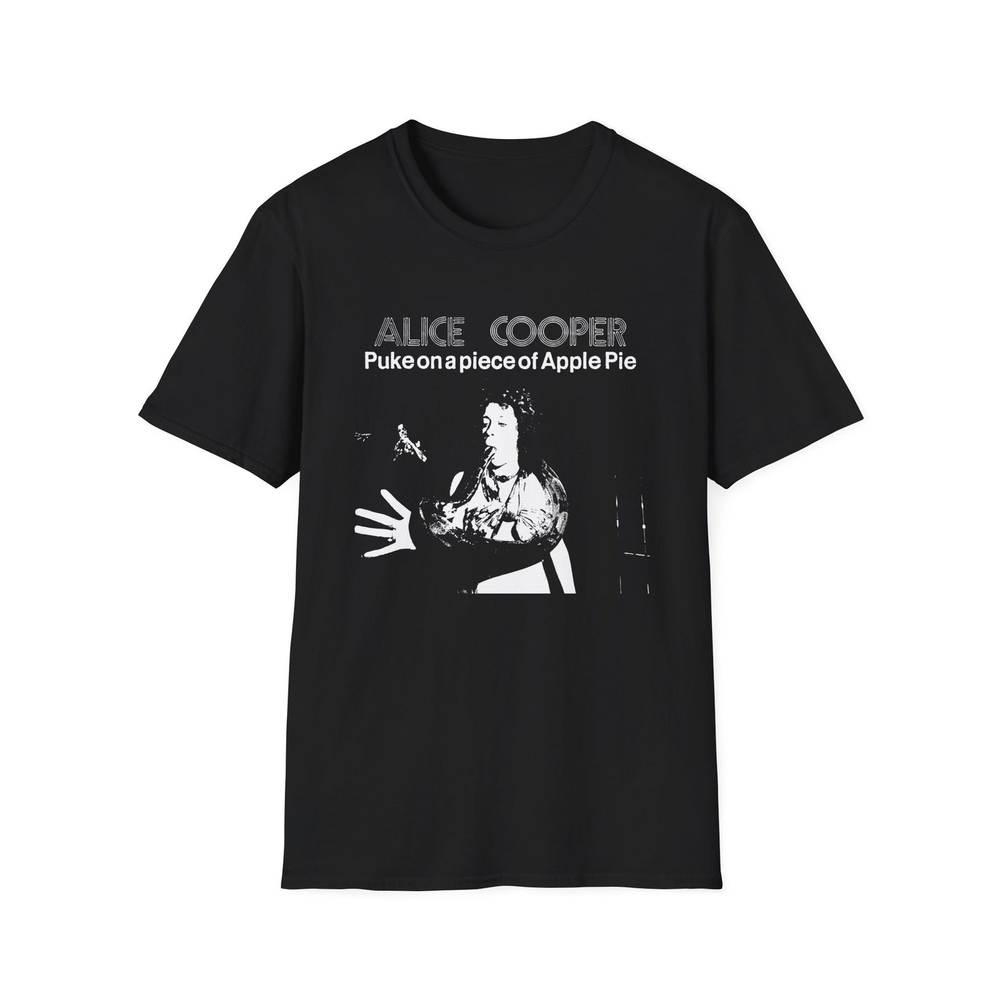 alice cooper puke on a piece of apple pie bootleg from detroit show 1971 tshirt