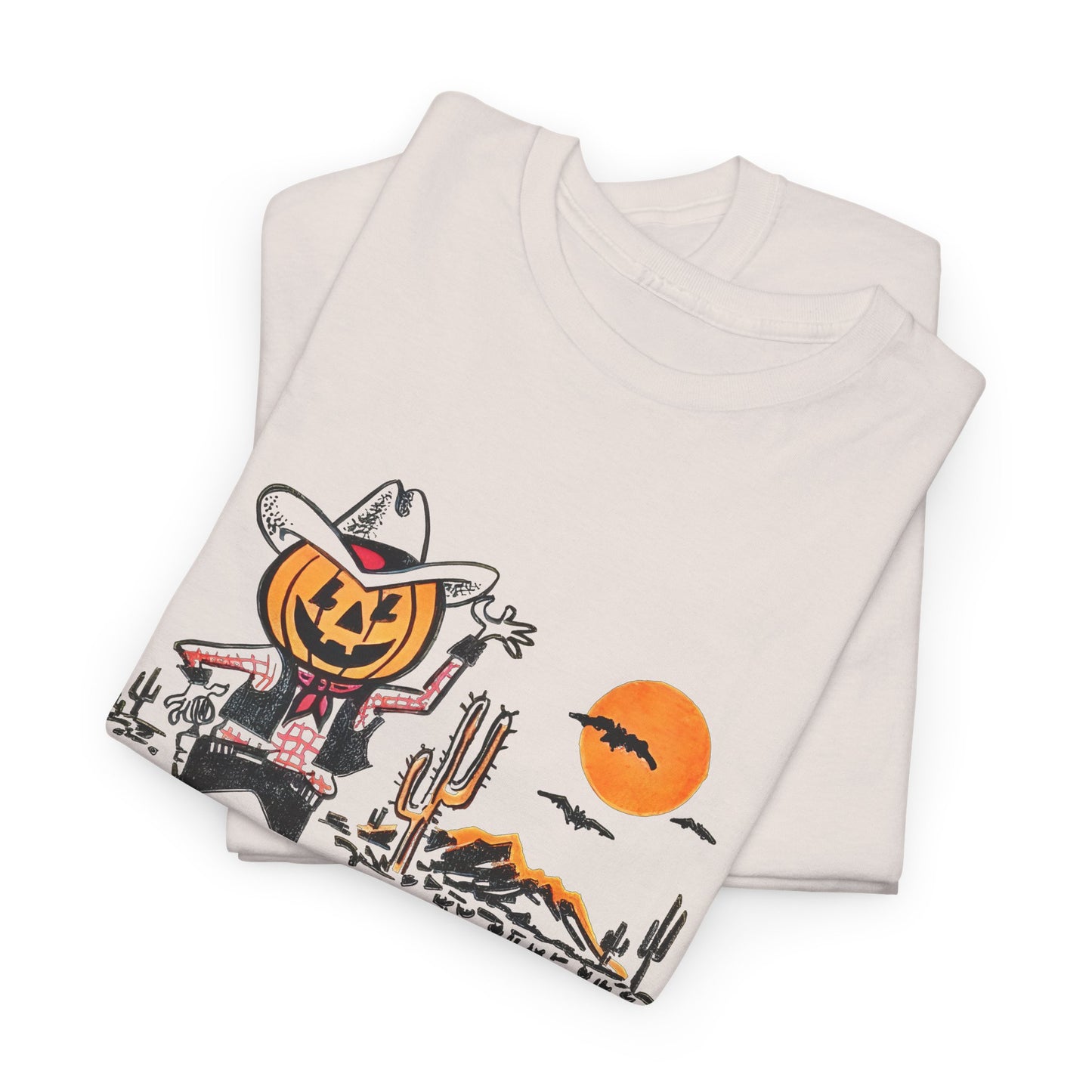 vintage trick or treat bag cowboy pumpkin graphic reproduction tshirt