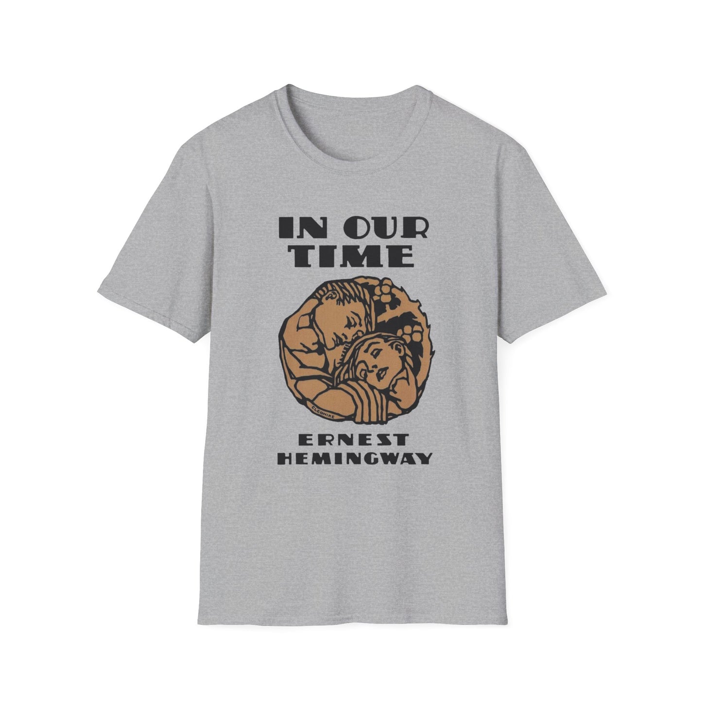 1925 ernest hemingway book cover by cleo damianakes for "in our time" the tshirt