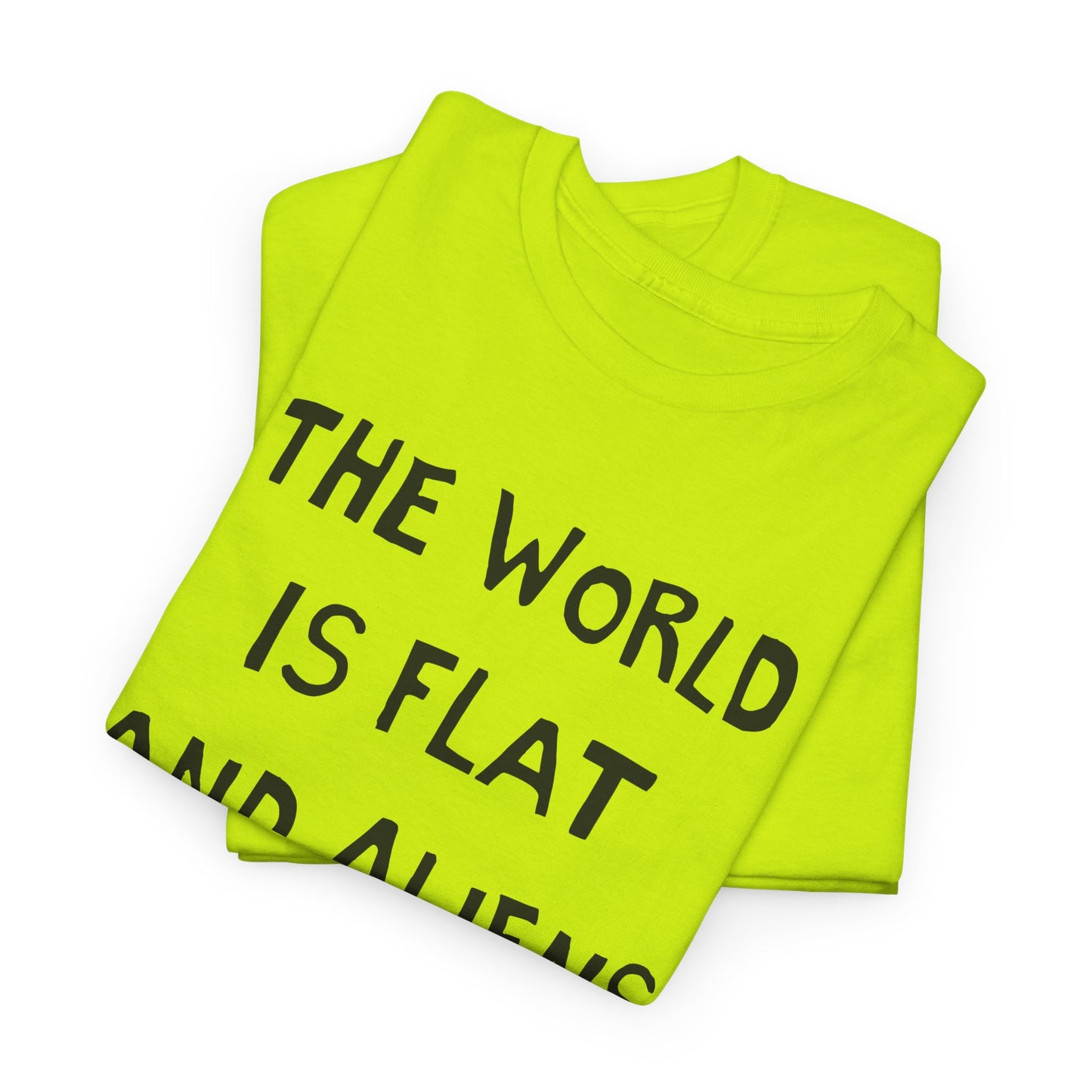 the world is flat and aliens are real hand drawn font tshirt