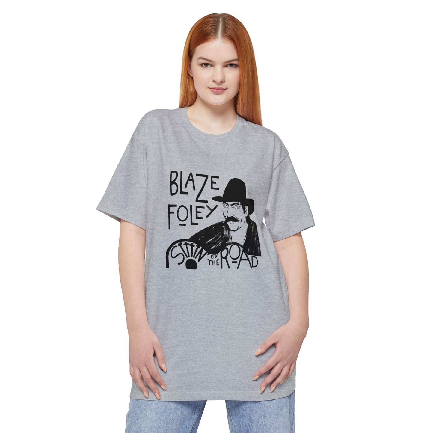 oversized blaze foley sittin' by the road album black stencil fan art unisex tall beefy tshirt