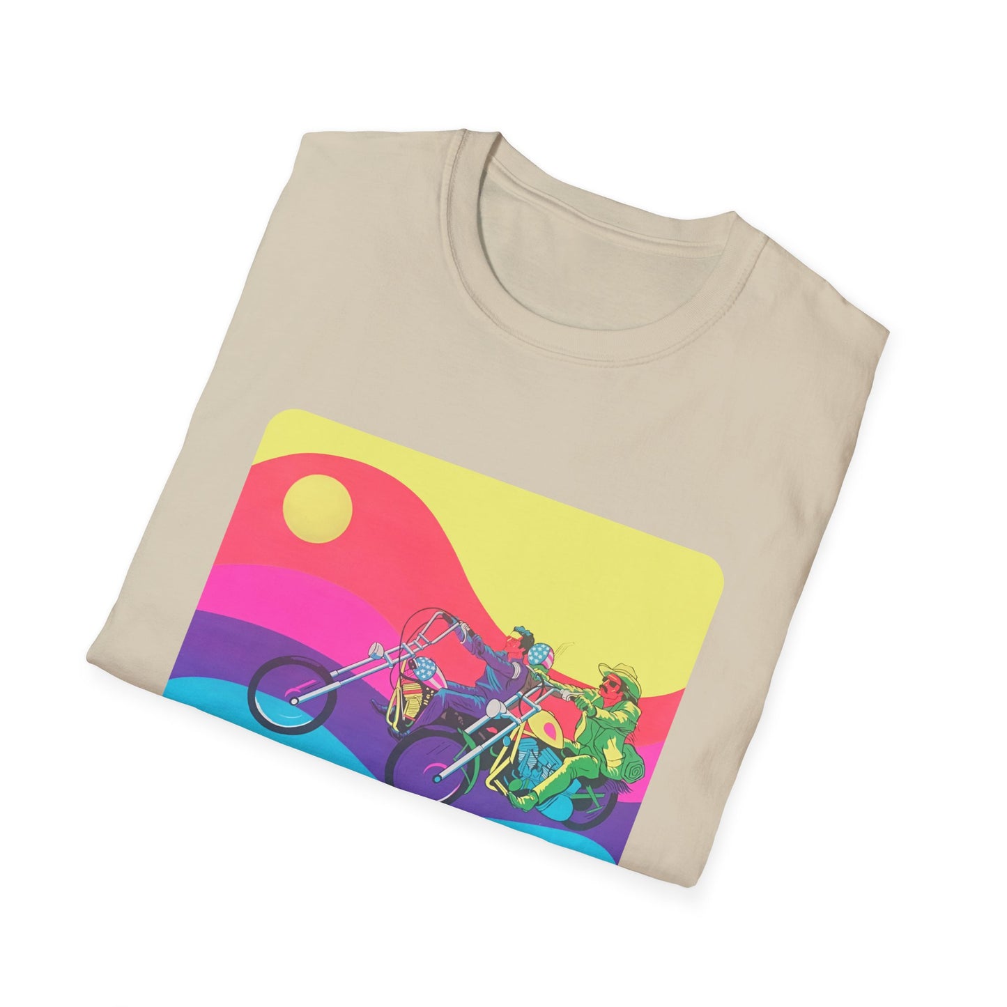 1960s blacklight poster image of captain america & billy on a tshirt