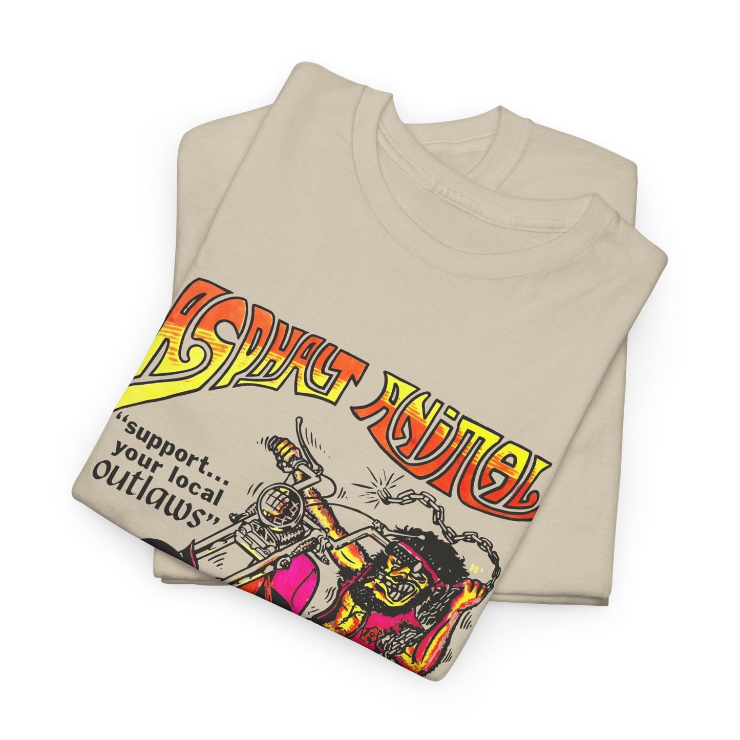 vintage 1967 asphalt animal support your local outlaws mototcycle graphic reproduction tshirt