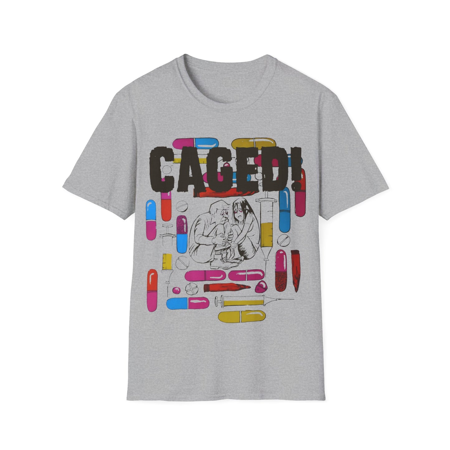 1960s/70s anti-drug poster tshirt "CAGED!" by smartset smarteen s.o.s tshirt