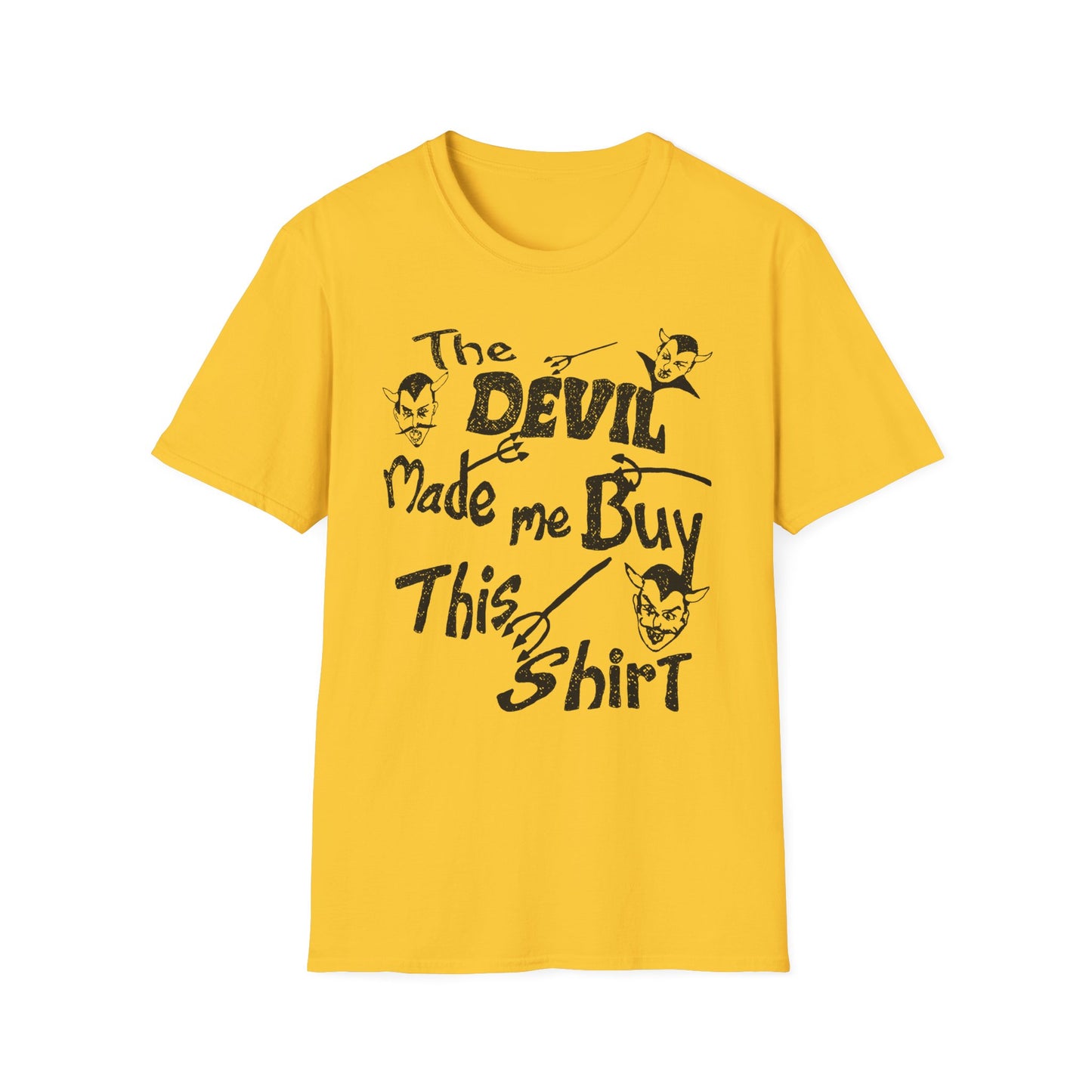 vintage the devil made me buy this shirt custom drawn reproduction tshirt
