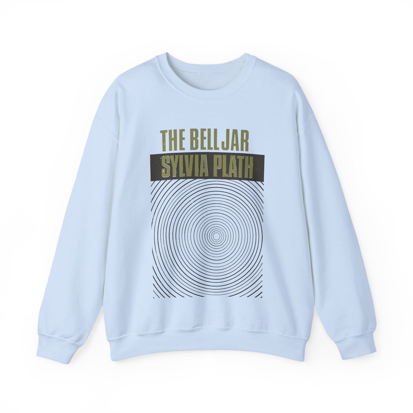 1963 book by sylvia plath "the bell jar" book cover on a unisex heavy blend crewneck sweatshirt
