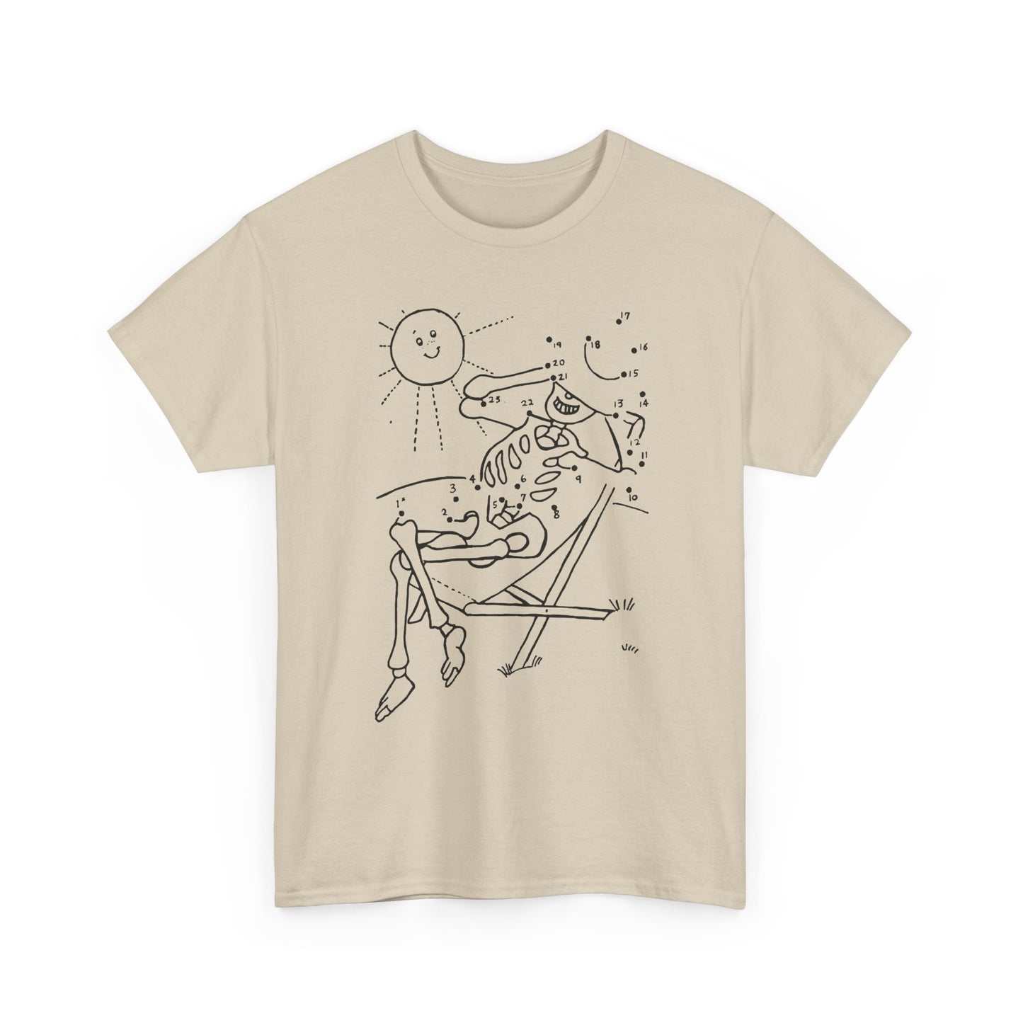 connect the dots skeleton sun tanning tshirt